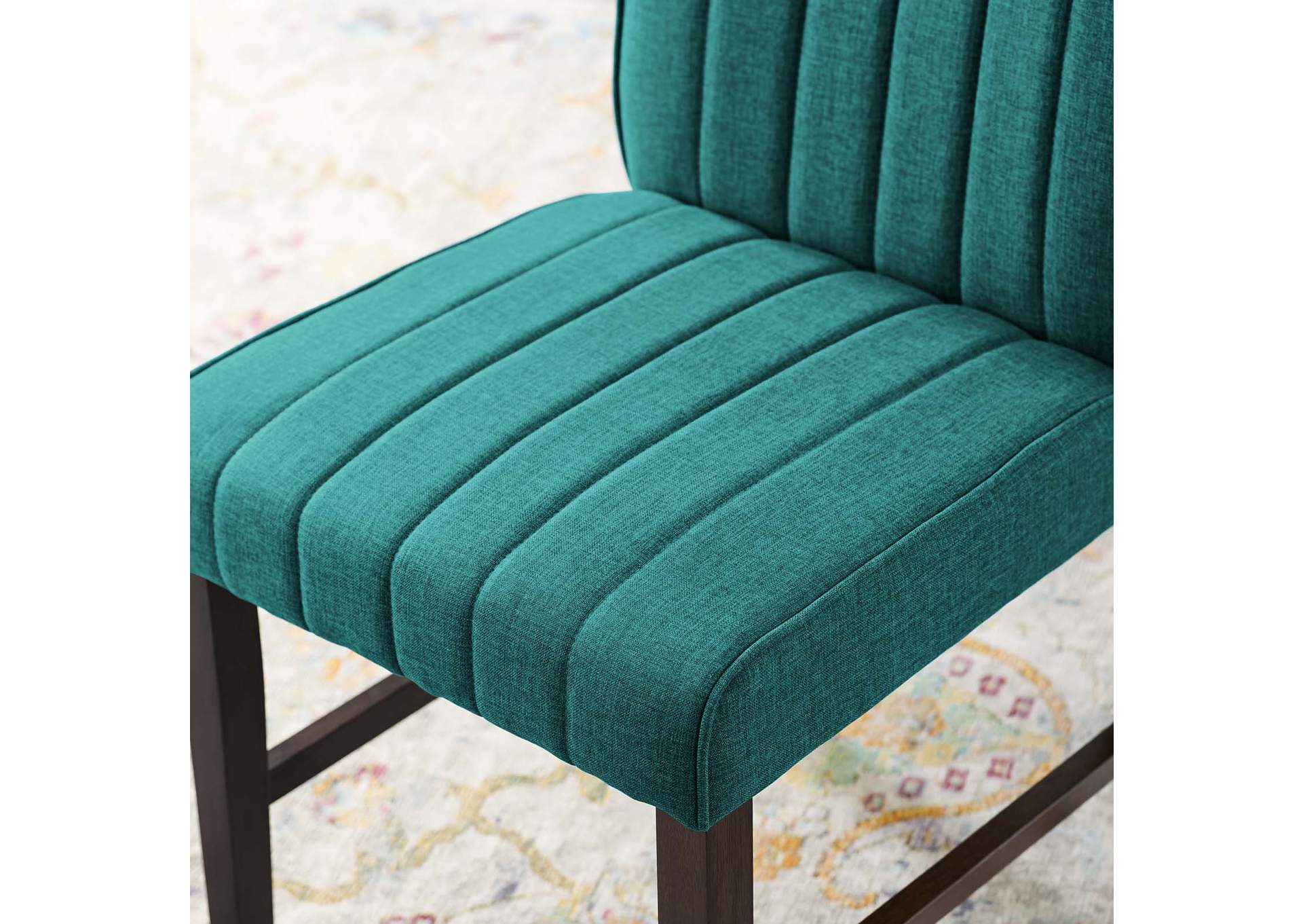 Teal Motivate Channel Tufted Upholstered Fabric Dining Chair [Set of 2],Modway