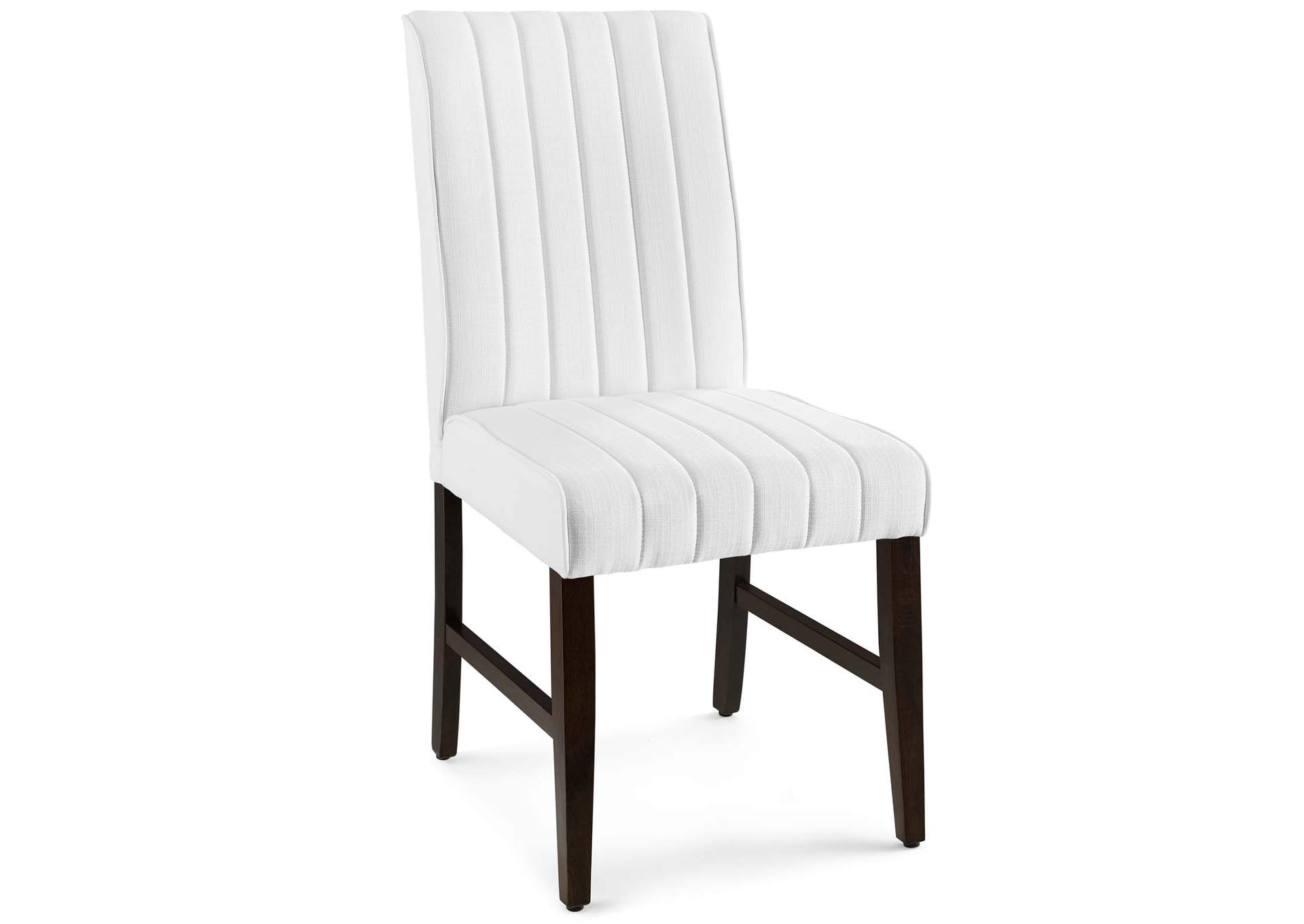 White Motivate Channel Tufted Upholstered Fabric Dining Chair [Set of 2],Modway