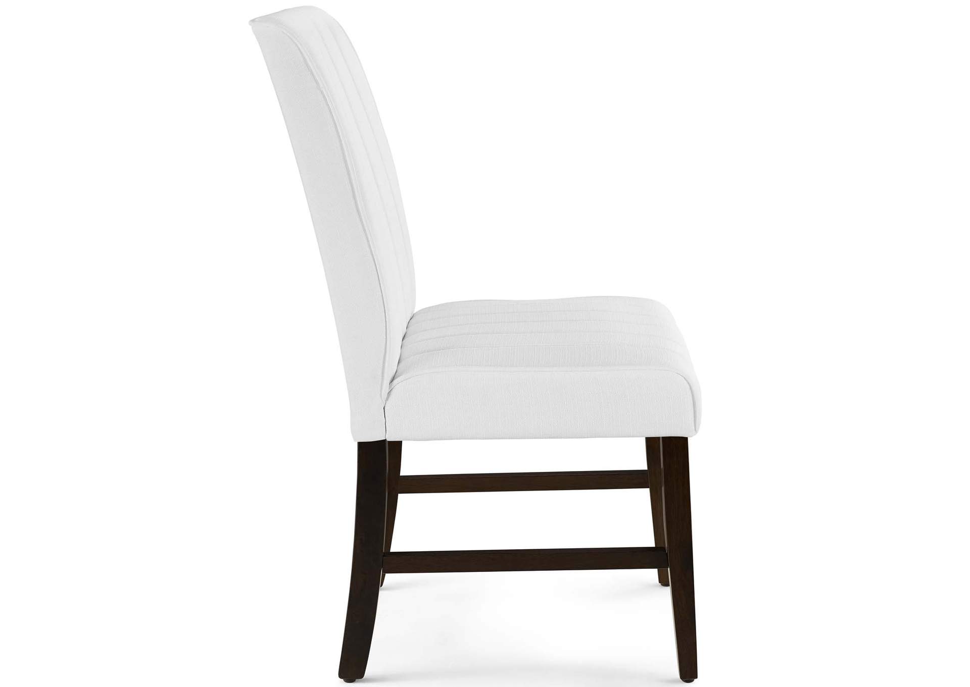 White Motivate Channel Tufted Upholstered Fabric Dining Chair [Set of 2],Modway