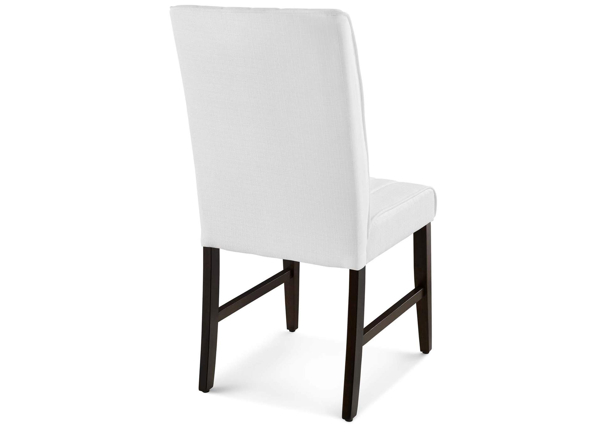 White Motivate Channel Tufted Upholstered Fabric Dining Chair [Set of 2],Modway