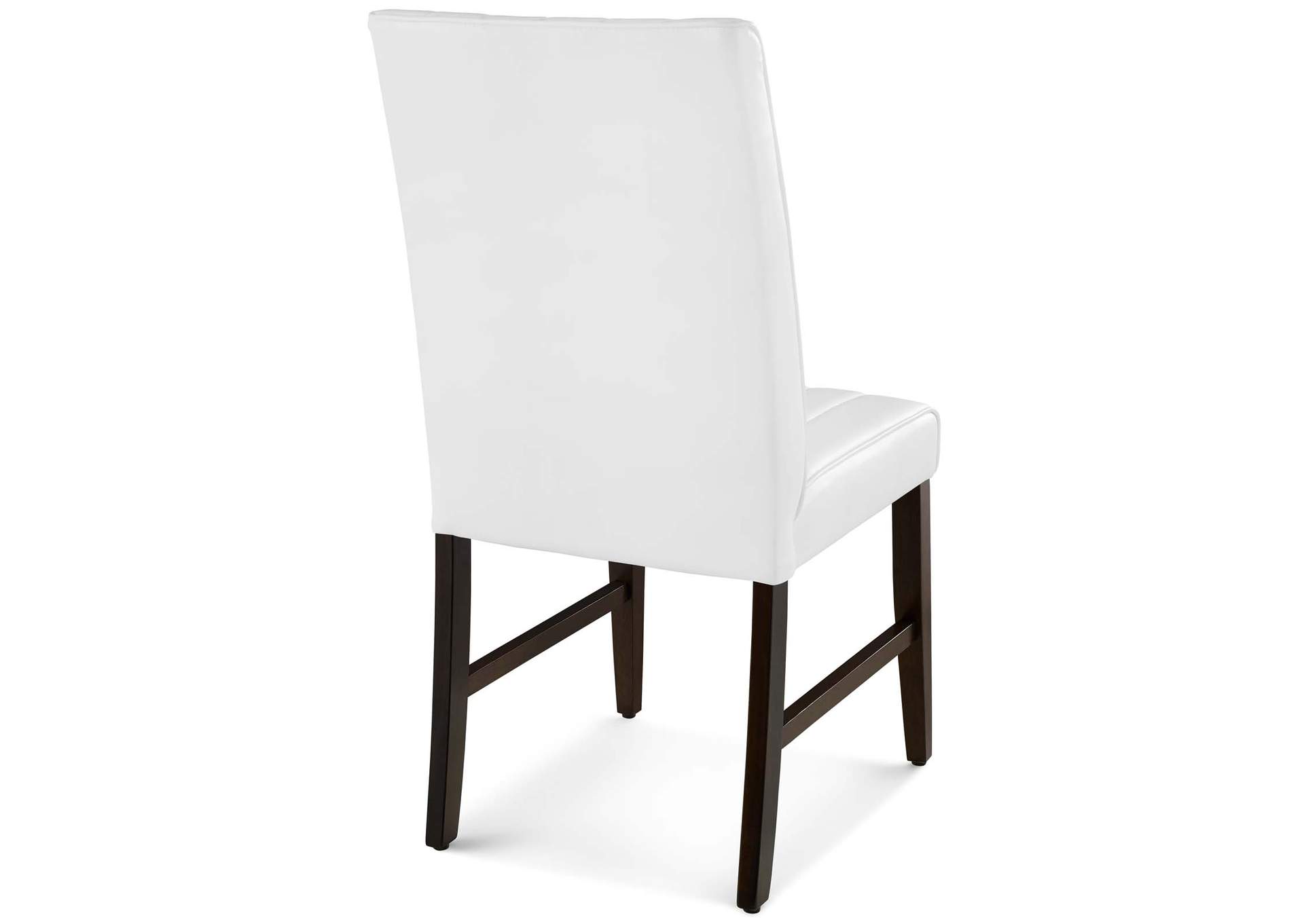 White Motivate Channel Tufted Upholstered Faux Leather Dining Chair [Set of 2],Modway