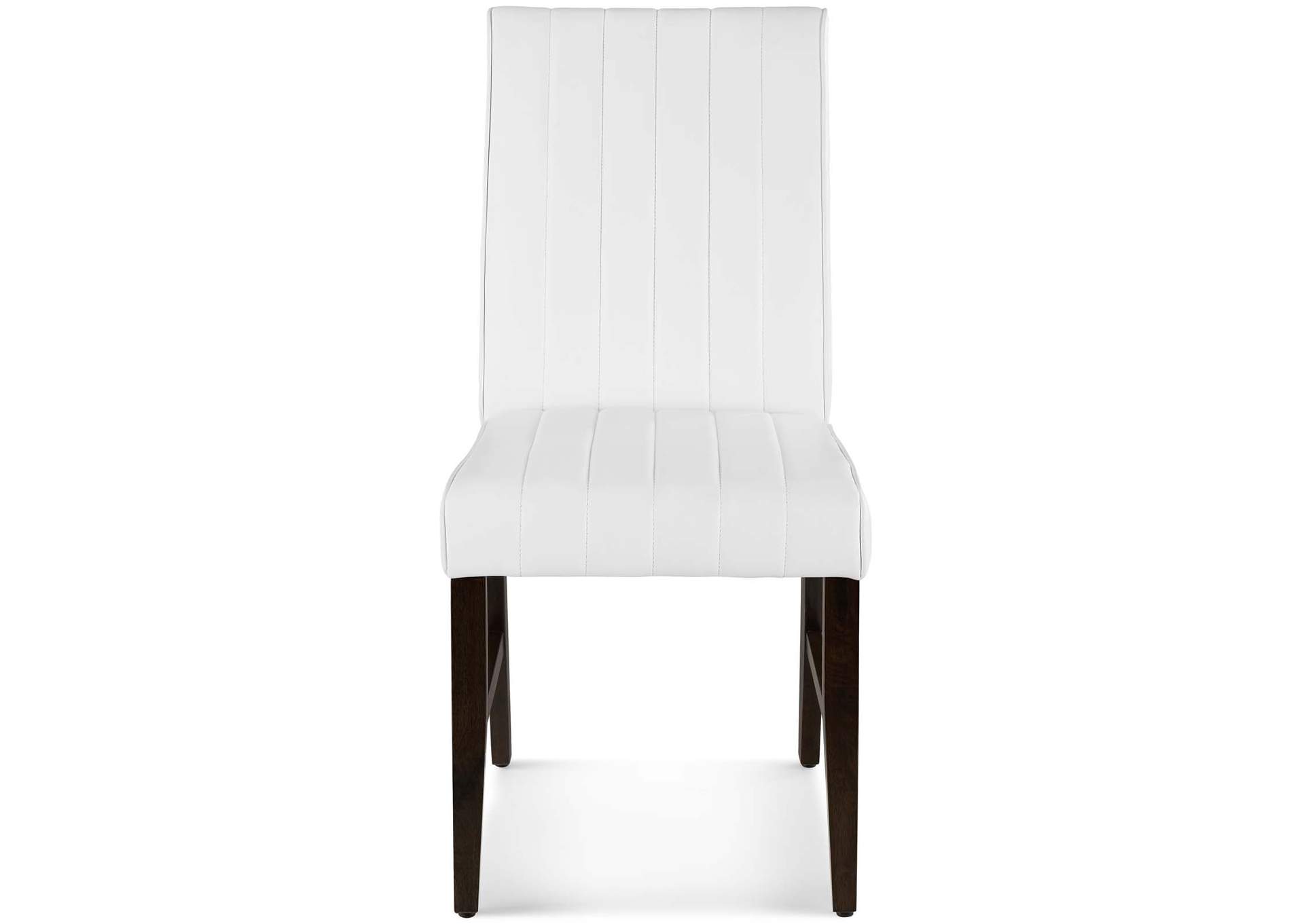 White Motivate Channel Tufted Upholstered Faux Leather Dining Chair [Set of 2],Modway