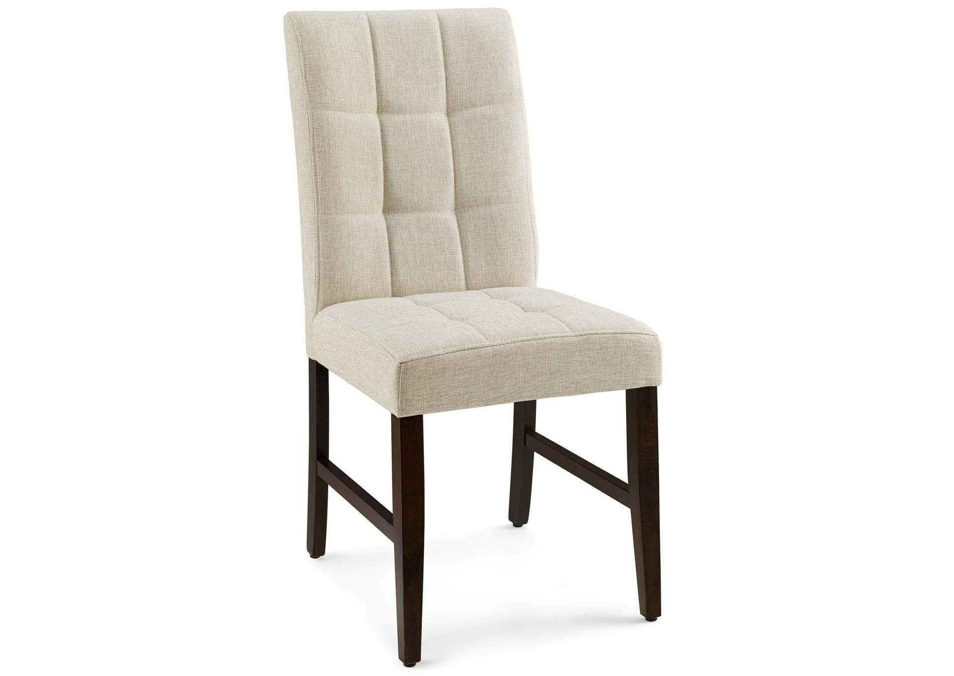 Beige Promulgate Biscuit Tufted Upholstered Fabric Dining Chair [Set of 2],Modway