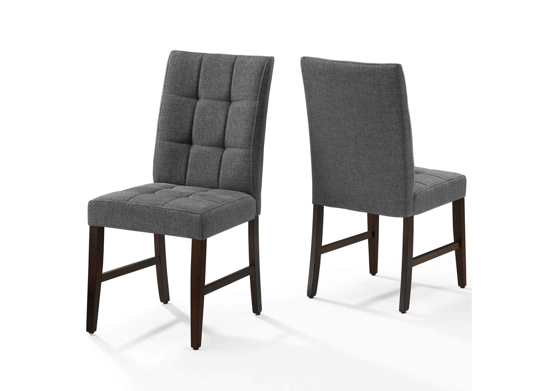 Gray Promulgate Biscuit Tufted Upholstered Fabric Dining Chair [Set of 2],Modway