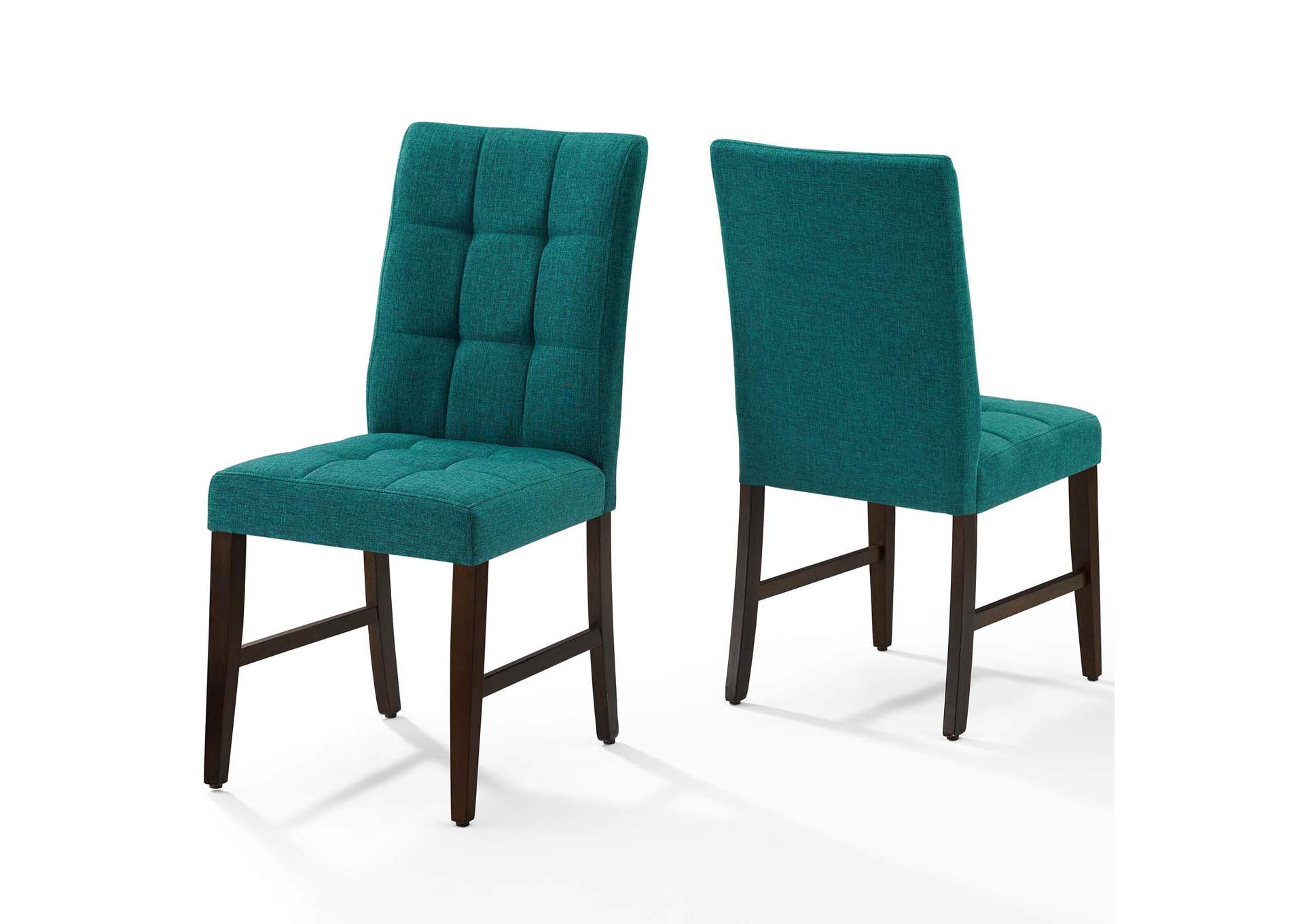 Teal Promulgate Biscuit Tufted Upholstered Fabric Dining Chair [Set of 2],Modway