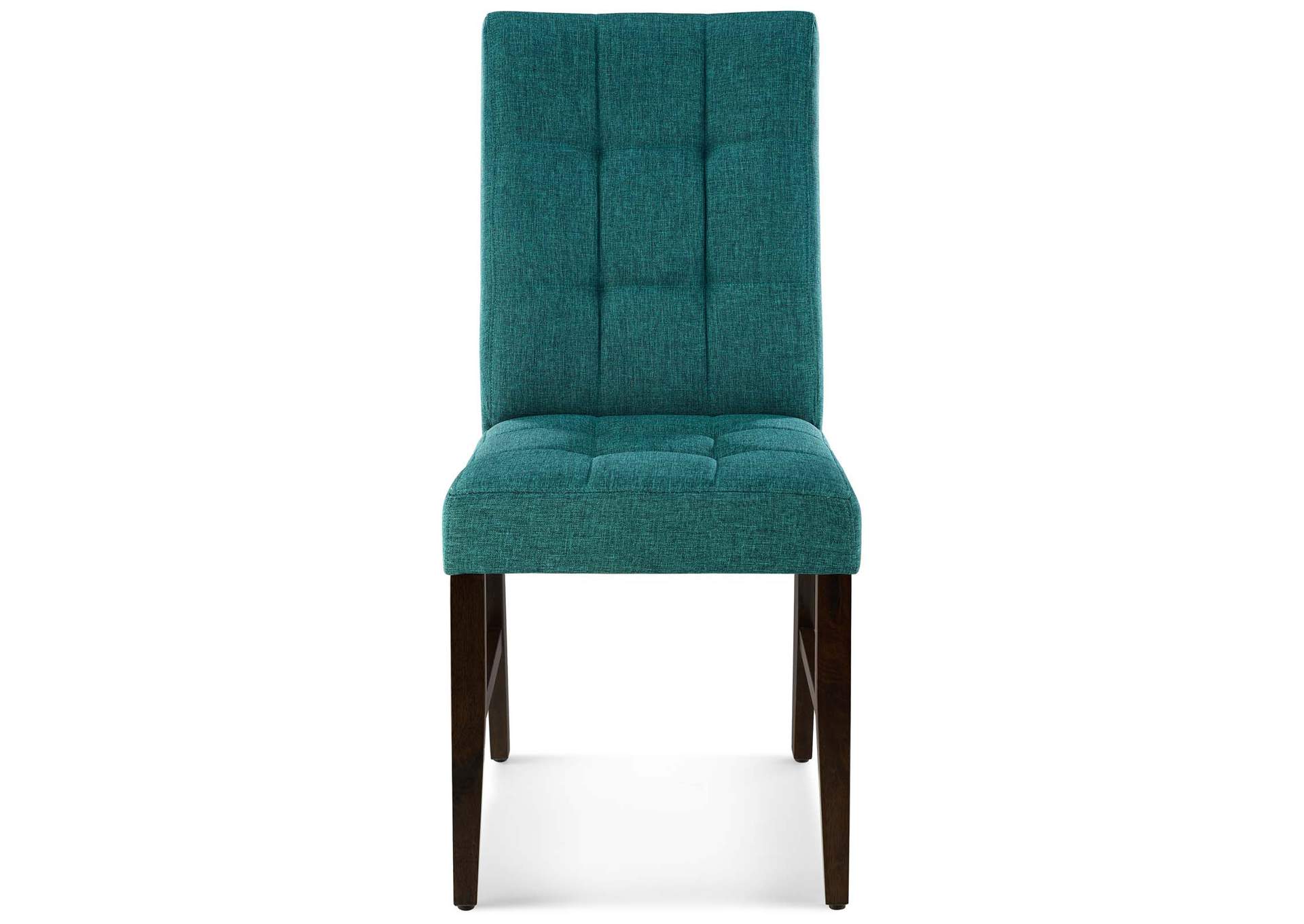 Teal Promulgate Biscuit Tufted Upholstered Fabric Dining Chair [Set of 2],Modway