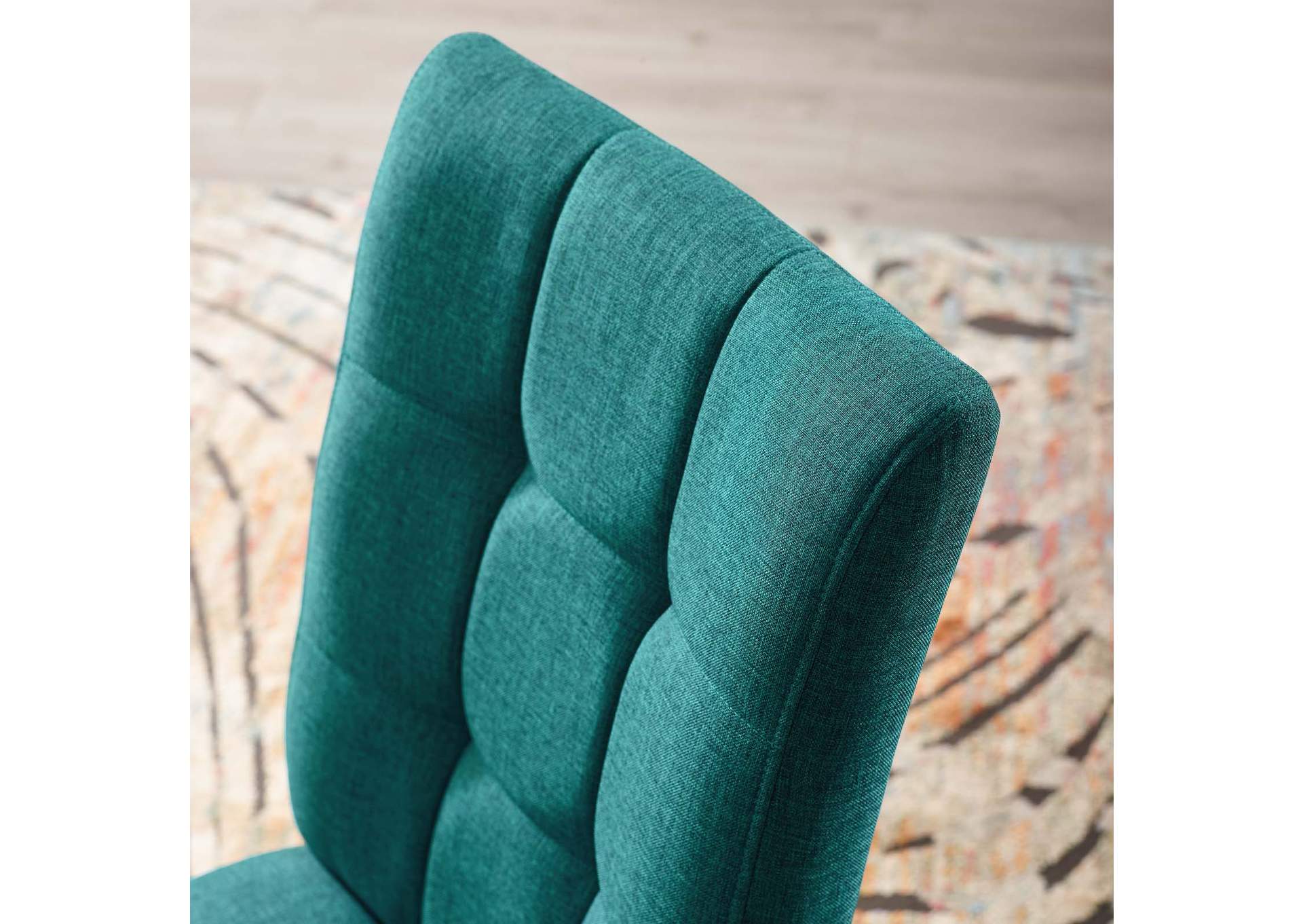 Teal Promulgate Biscuit Tufted Upholstered Fabric Dining Chair [Set of 2],Modway