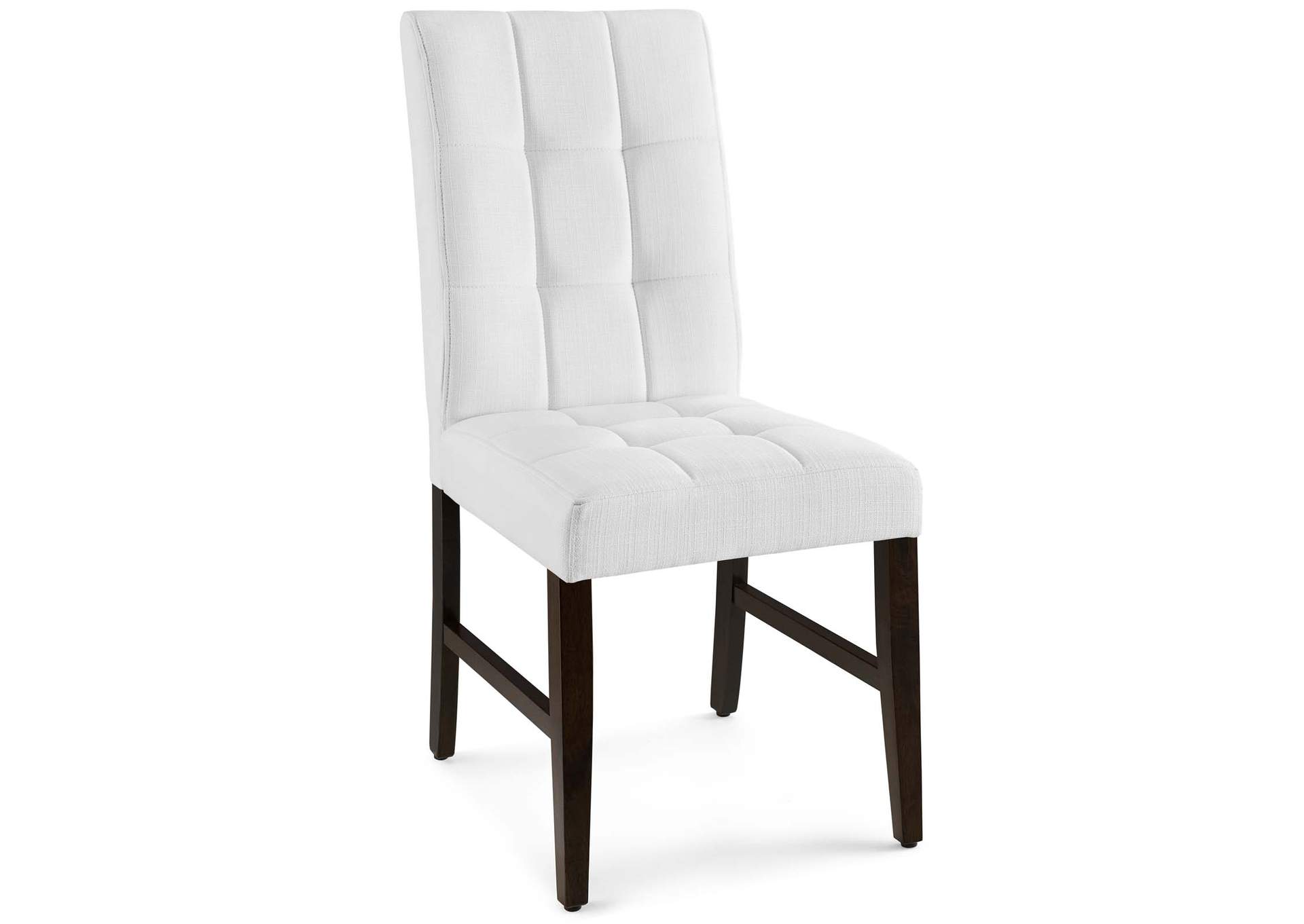 White Promulgate Biscuit Tufted Upholstered Fabric Dining Chair [Set of 2],Modway