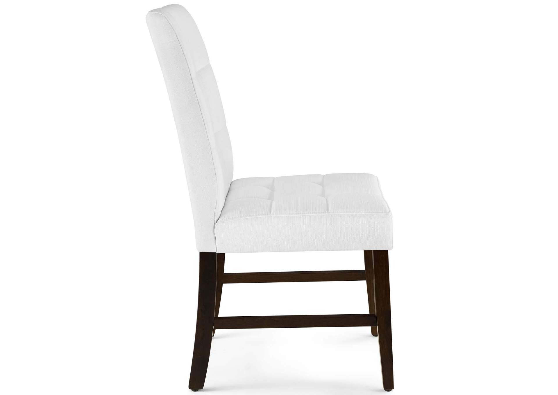 White Promulgate Biscuit Tufted Upholstered Fabric Dining Chair [Set of 2],Modway