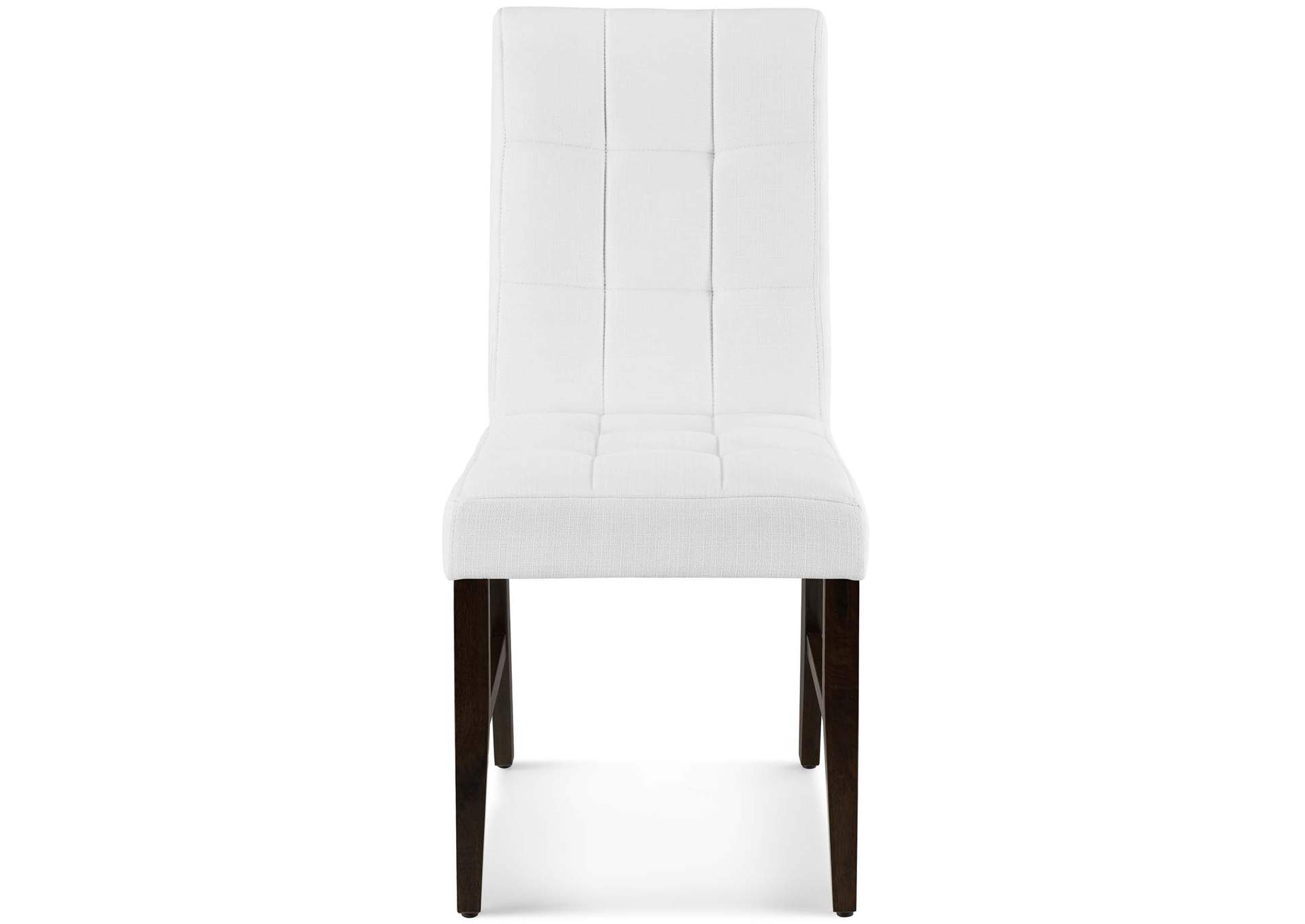 White Promulgate Biscuit Tufted Upholstered Fabric Dining Chair [Set of 2],Modway