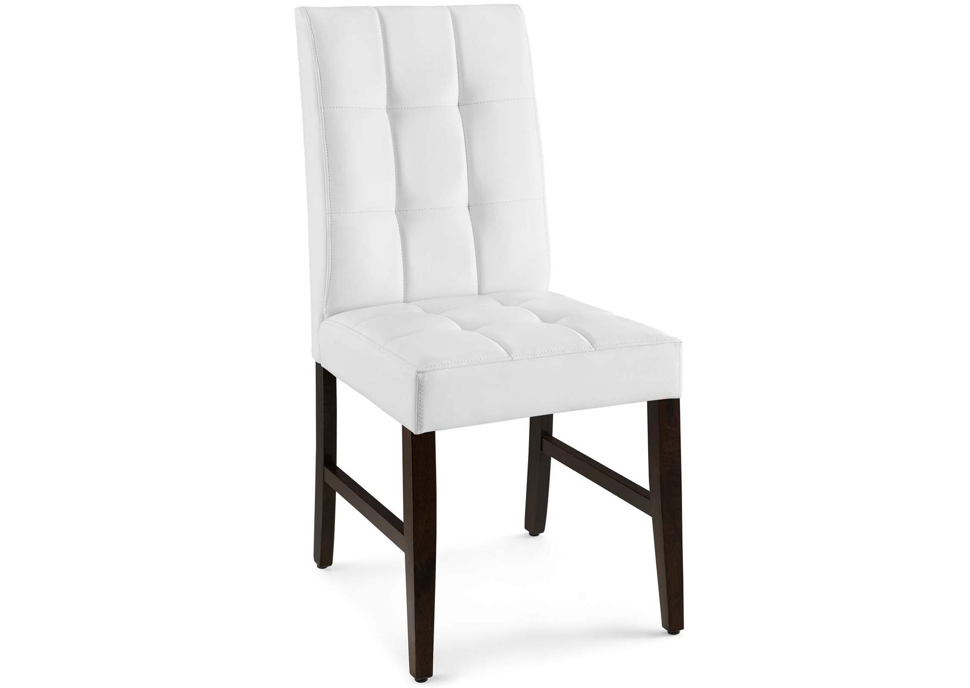 White Promulgate Biscuit Tufted Upholstered Faux Leather Dining Side Chair [Set of 2],Modway