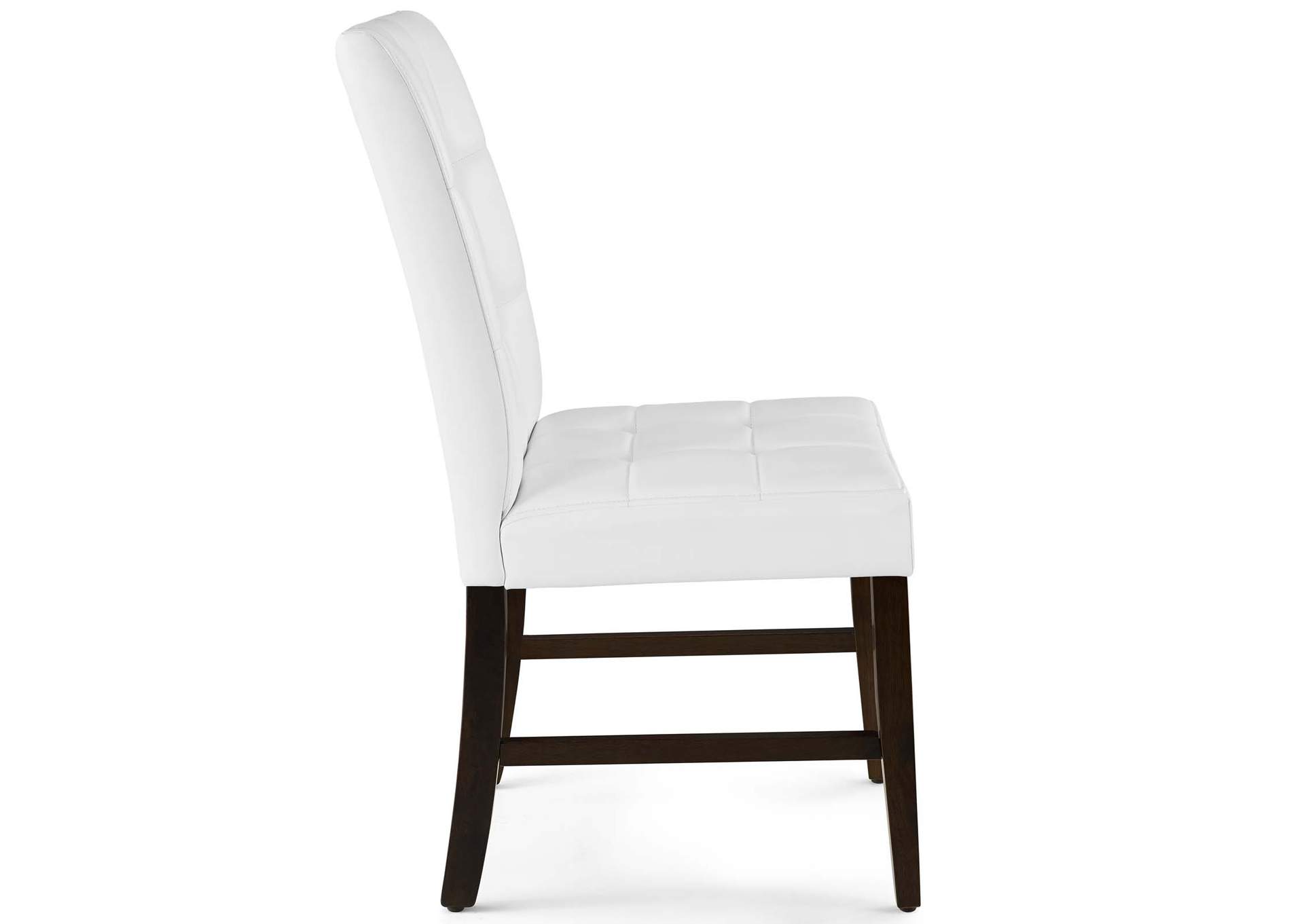 White Promulgate Biscuit Tufted Upholstered Faux Leather Dining Side Chair [Set of 2],Modway