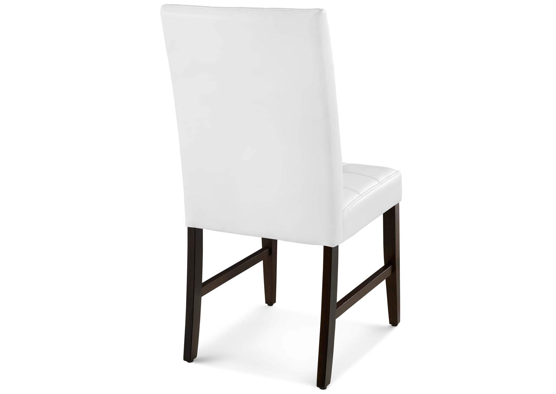 White Promulgate Biscuit Tufted Upholstered Faux Leather Dining Side Chair [Set of 2],Modway