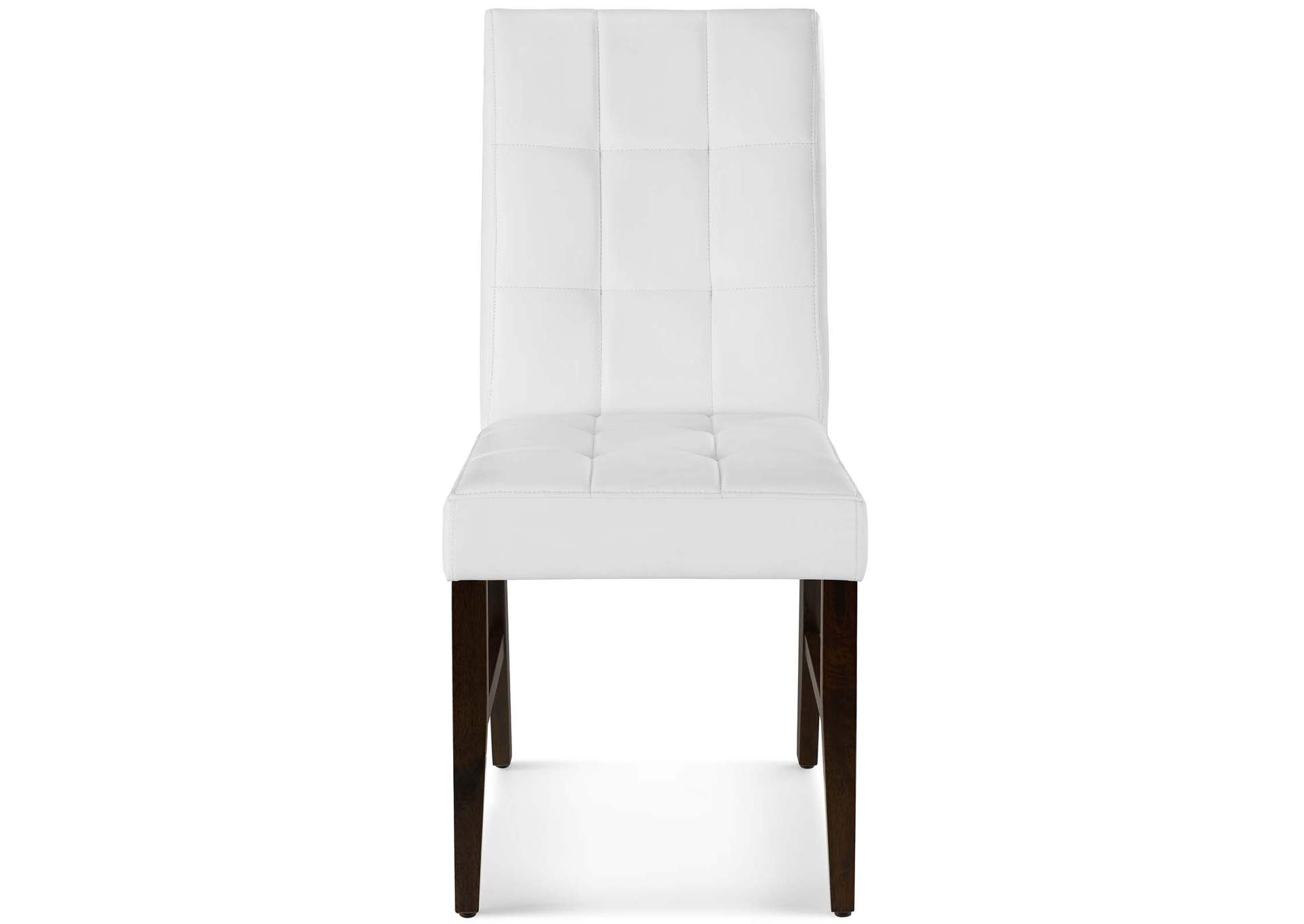 White Promulgate Biscuit Tufted Upholstered Faux Leather Dining Side Chair [Set of 2],Modway