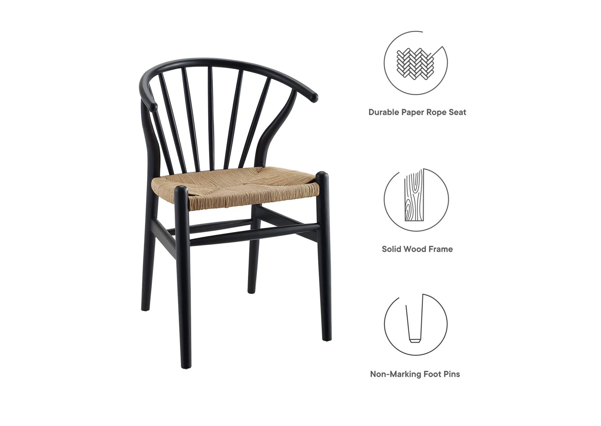 Black Flourish Spindle Wood Dining Side Chair,Modway