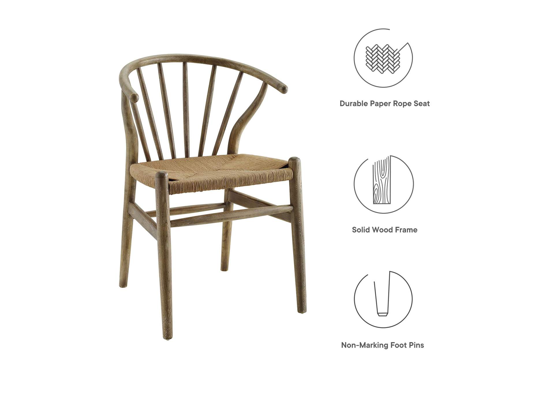 Gray Flourish Spindle Wood Dining Side Chair,Modway