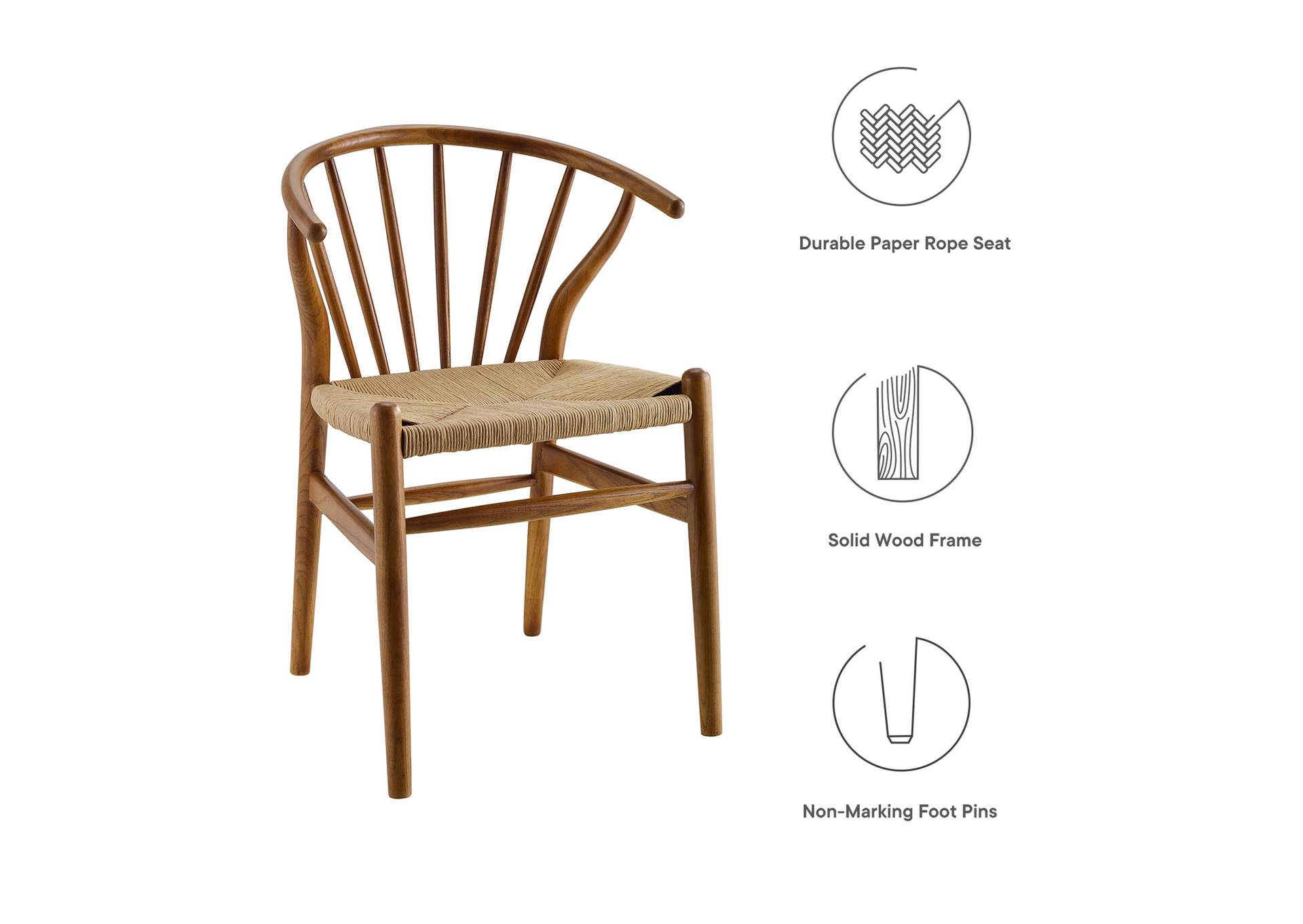 Walnut Flourish Spindle Wood Dining Side Chair,Modway