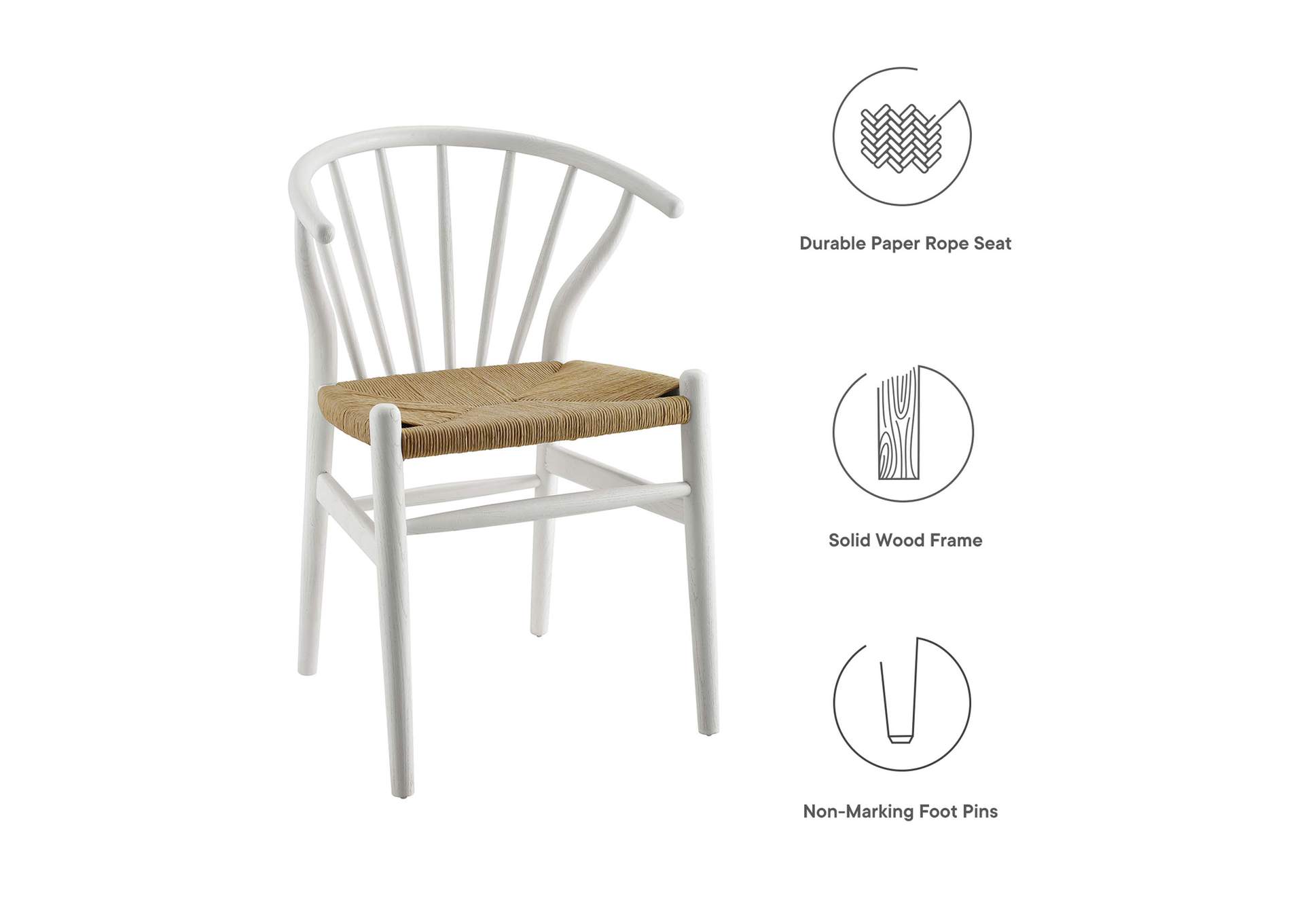 White Flourish Spindle Wood Dining Side Chair,Modway