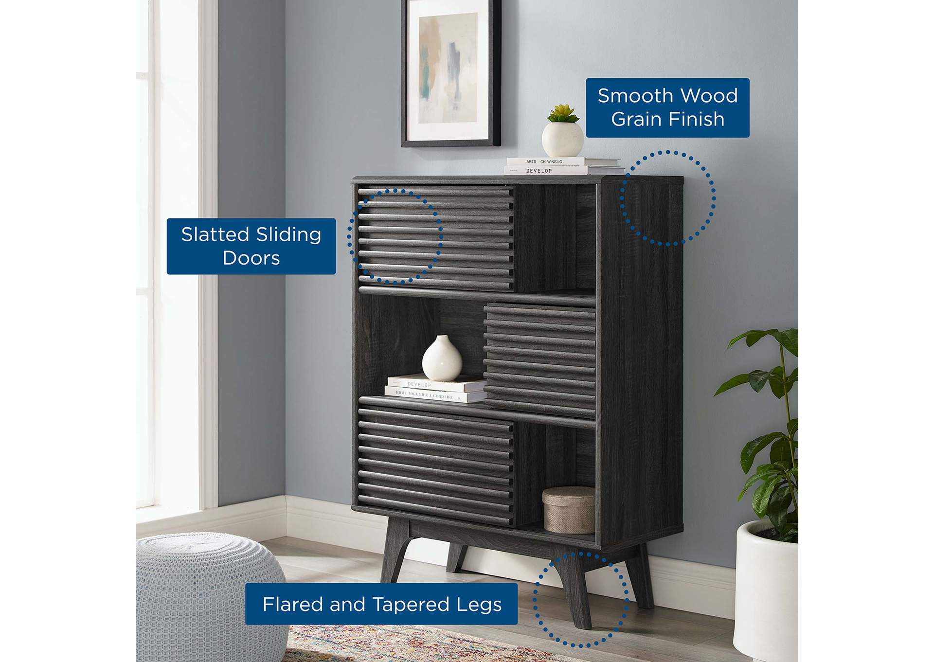 Render Three-Tier Display Storage Cabinet Stand,Modway