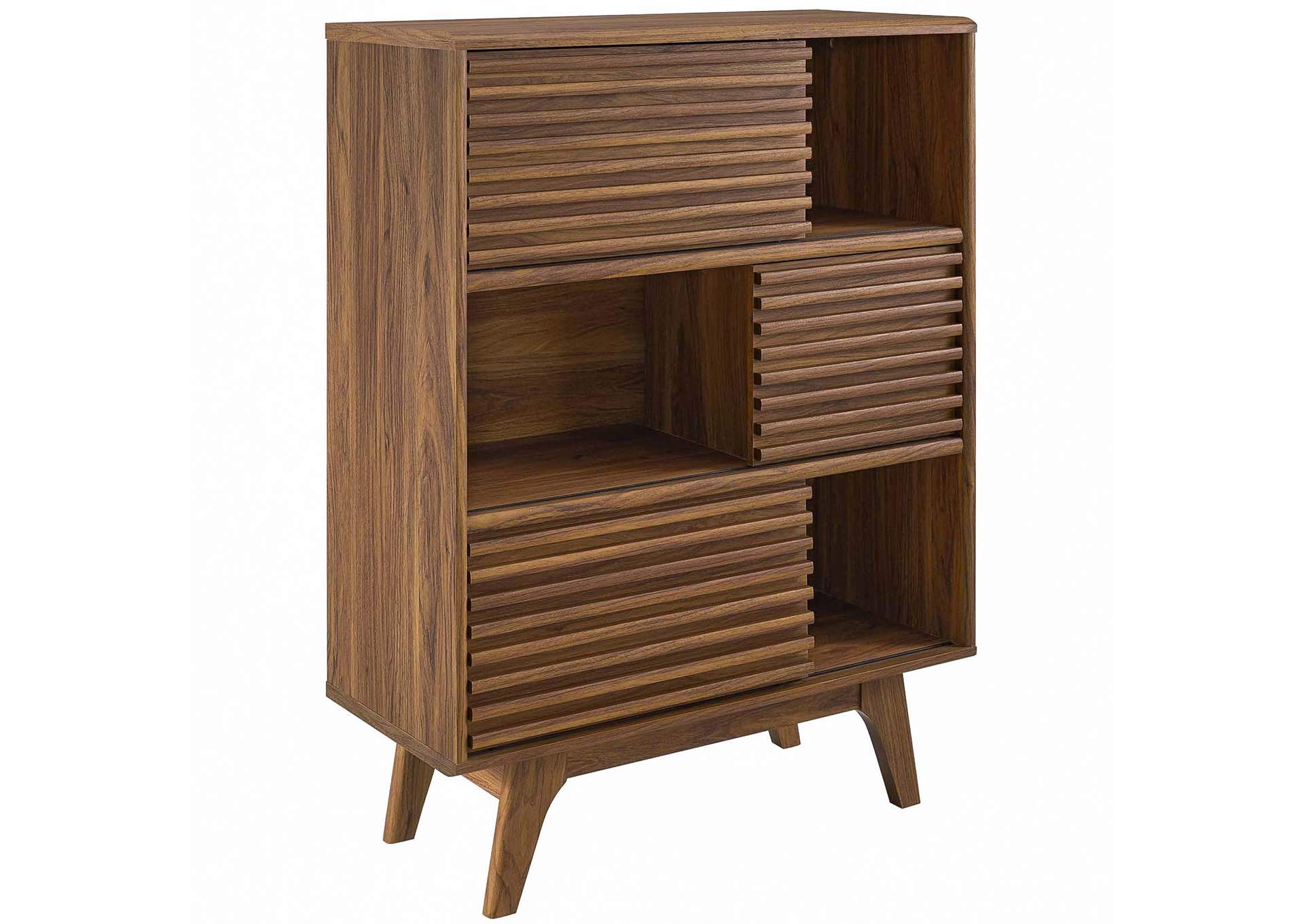 Walnut Render Three-Tier Display Storage Cabinet Stand,Modway