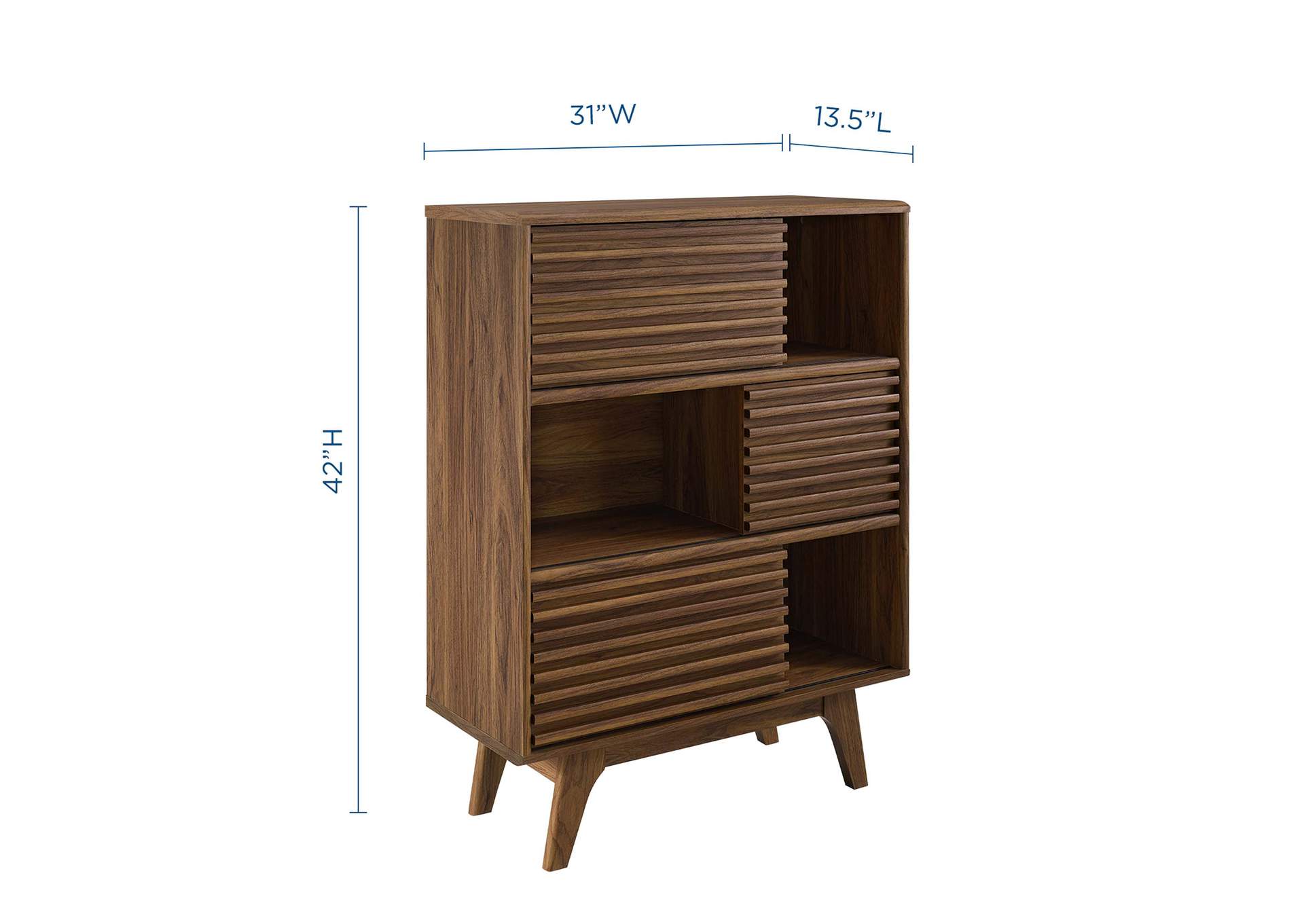 Walnut Render Three-Tier Display Storage Cabinet Stand,Modway