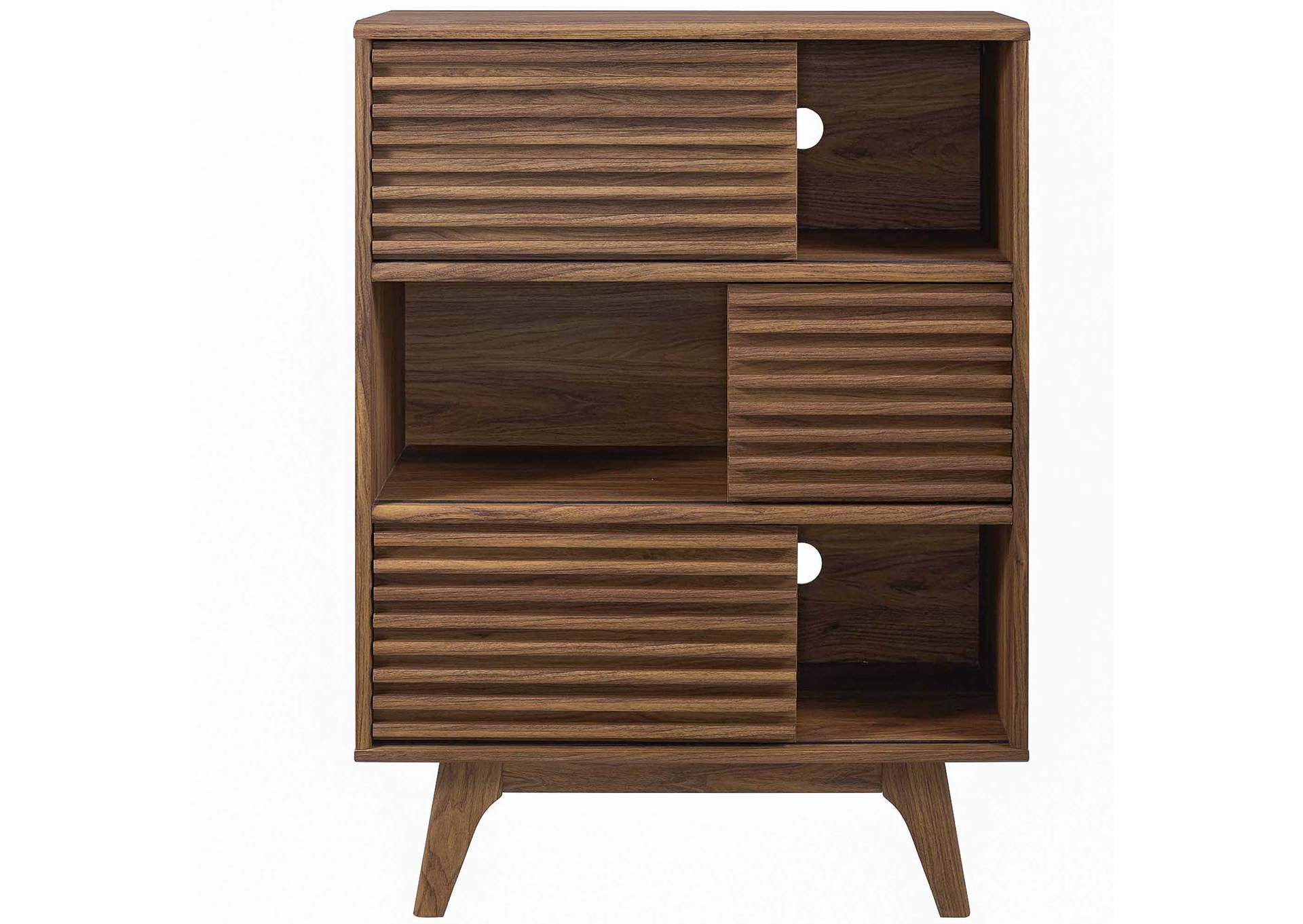 Walnut Render Three-Tier Display Storage Cabinet Stand,Modway