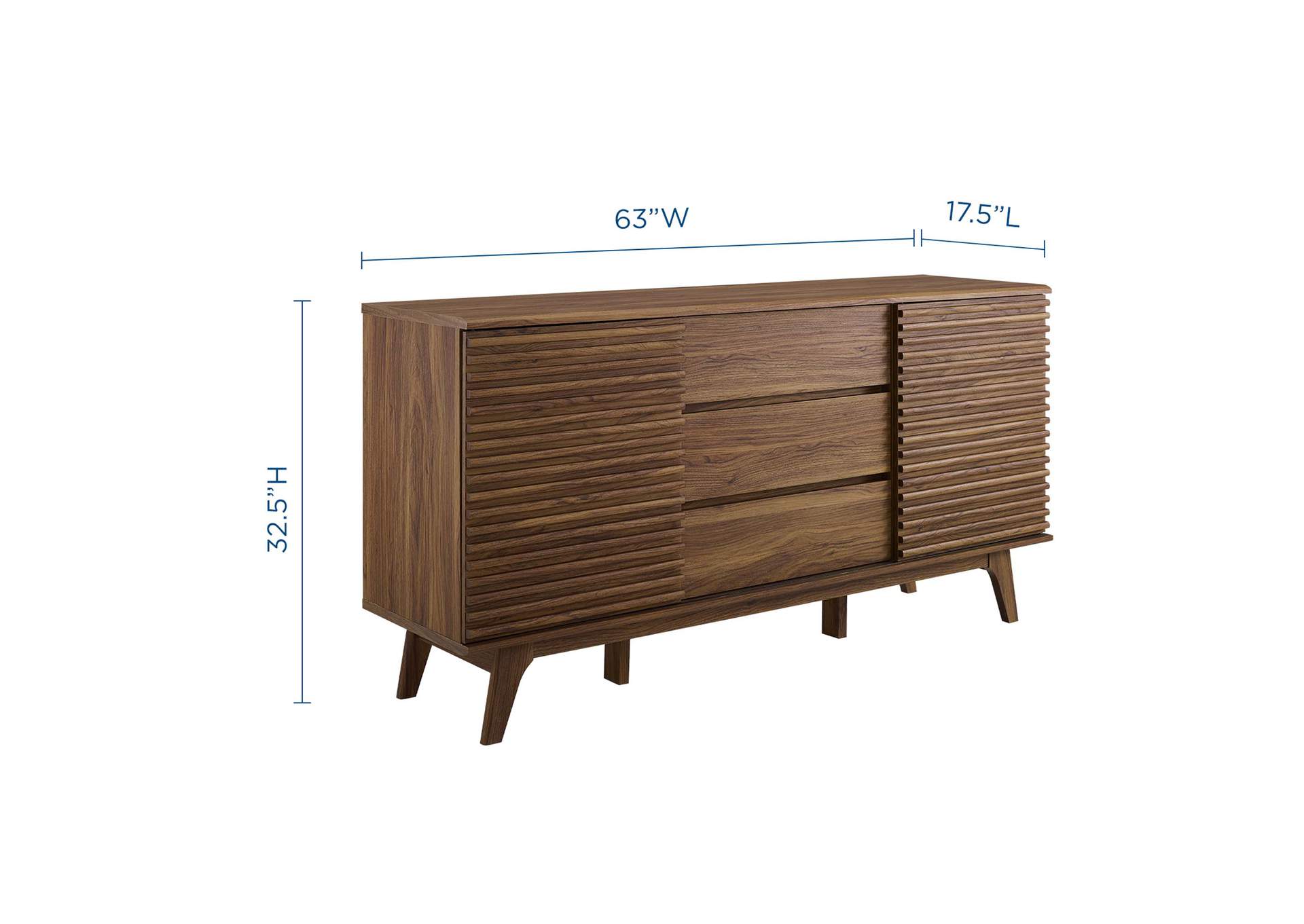 Walnut Render 63" Sideboard Buffet Table or TV Stand,Modway