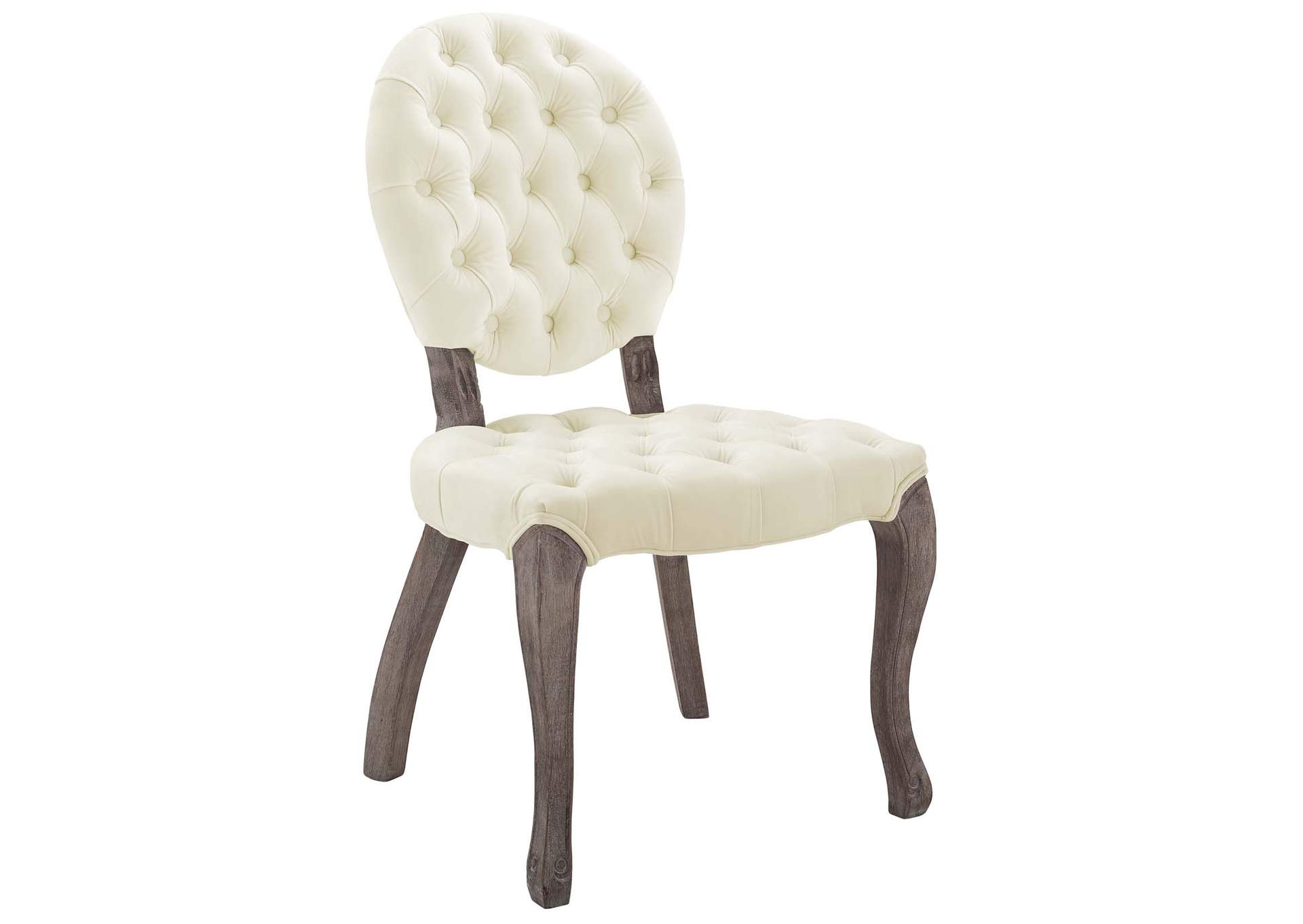 Ivory Exhibit French Vintage Dining Performance Velvet Side Chair,Modway