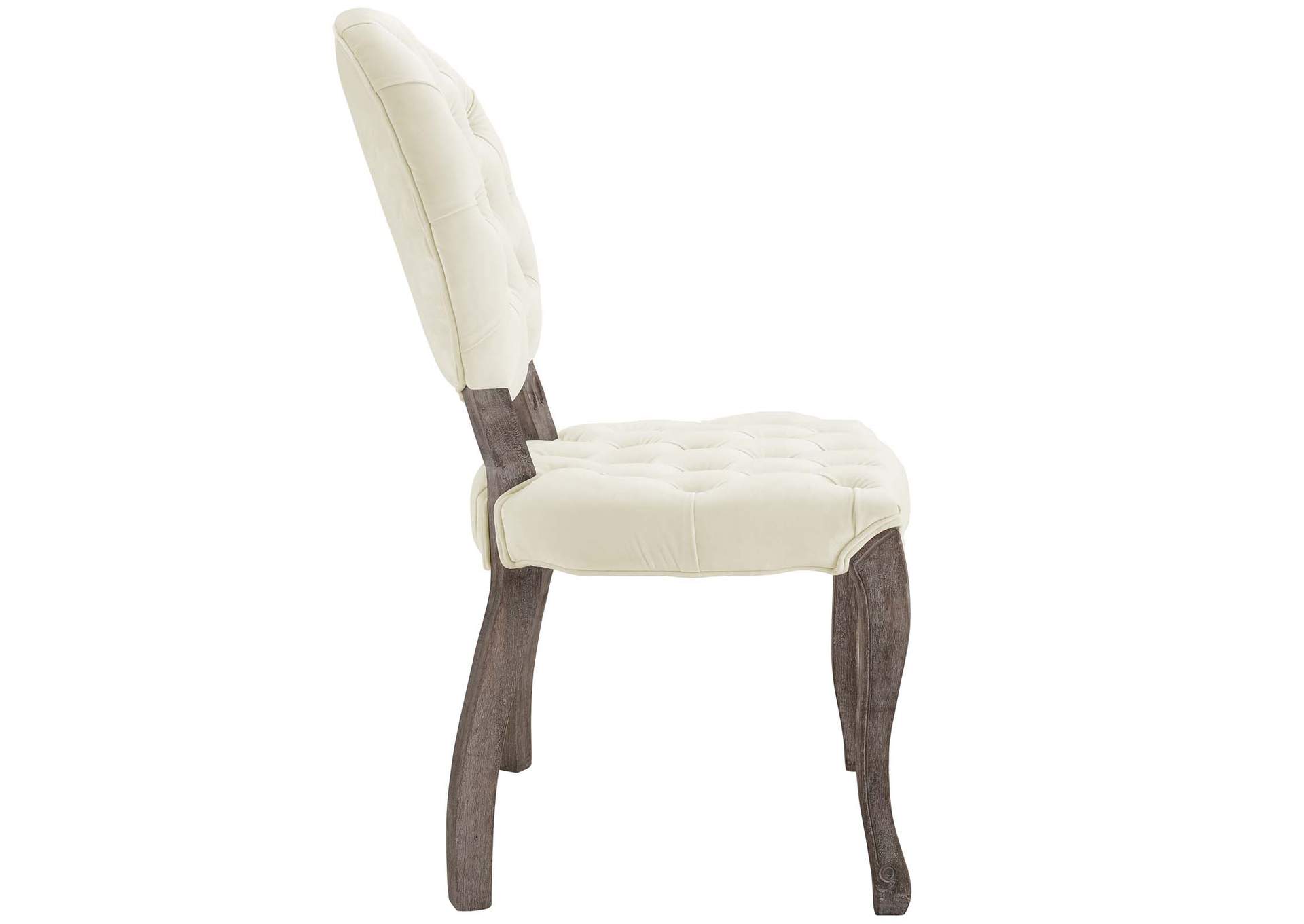 Ivory Exhibit French Vintage Dining Performance Velvet Side Chair,Modway