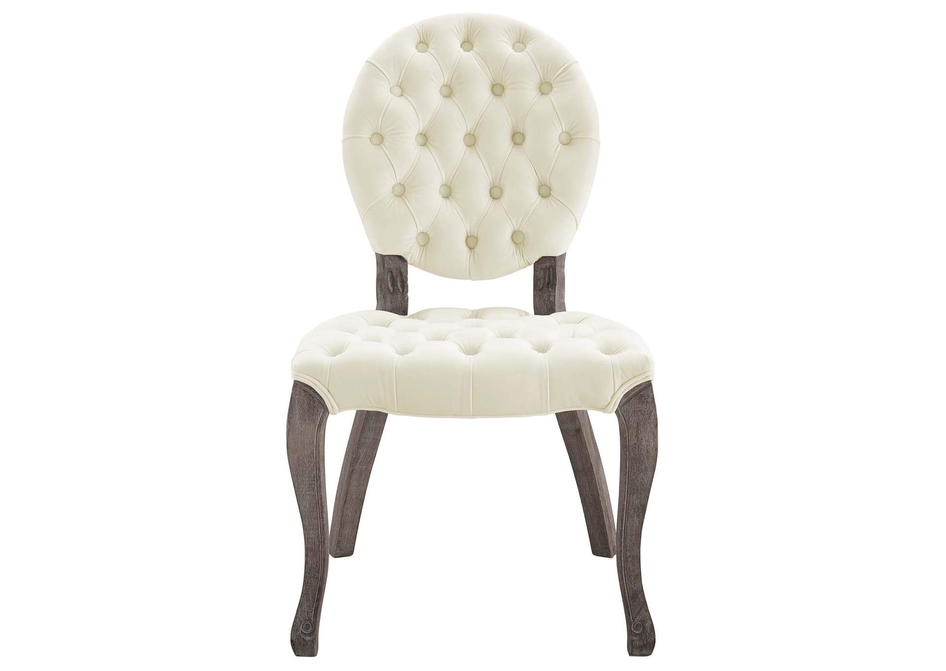 Ivory Exhibit French Vintage Dining Performance Velvet Side Chair,Modway