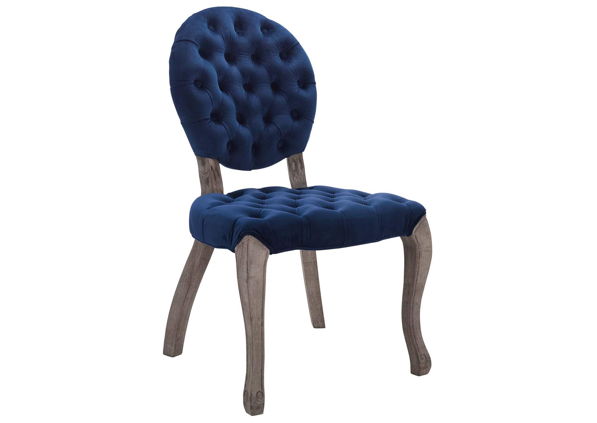 Navy Exhibit French Vintage Dining Performance Velvet Side Chair,Modway