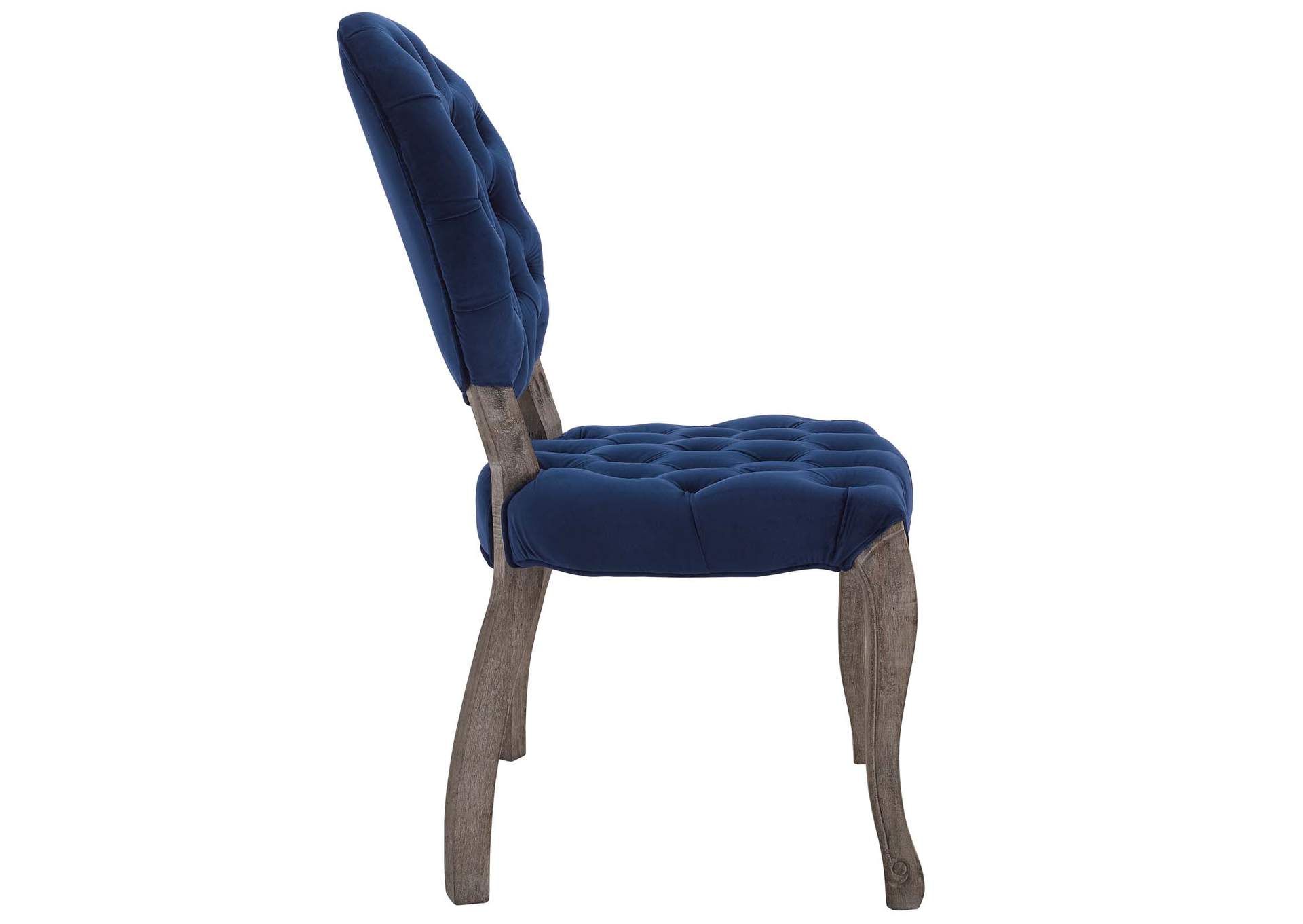 Navy Exhibit French Vintage Dining Performance Velvet Side Chair,Modway