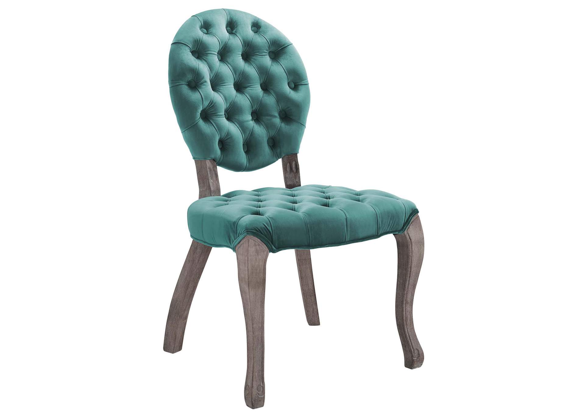 Teal Exhibit French Vintage Dining Performance Velvet Side Chair,Modway