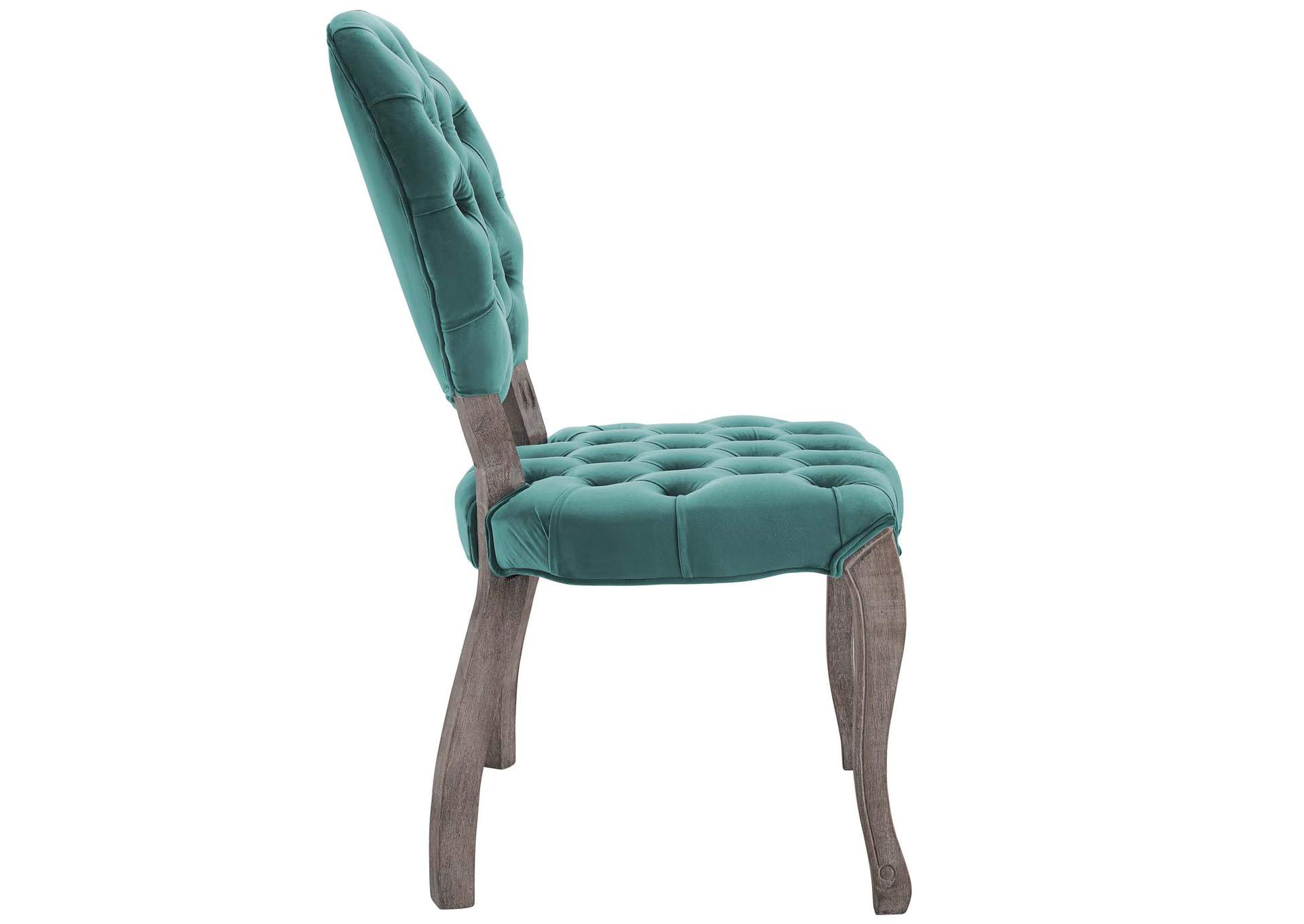 Teal Exhibit French Vintage Dining Performance Velvet Side Chair,Modway