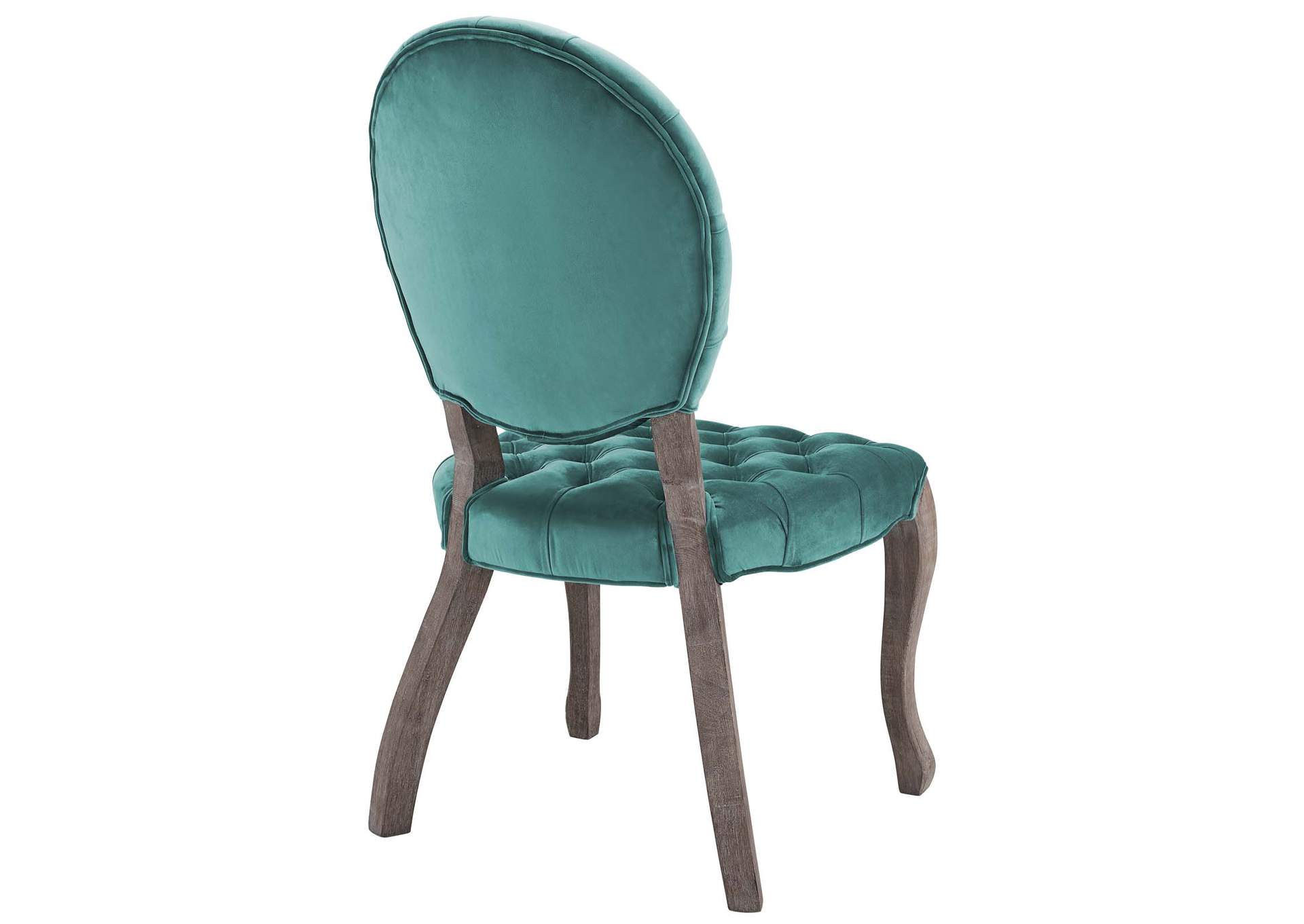 Teal Exhibit French Vintage Dining Performance Velvet Side Chair,Modway