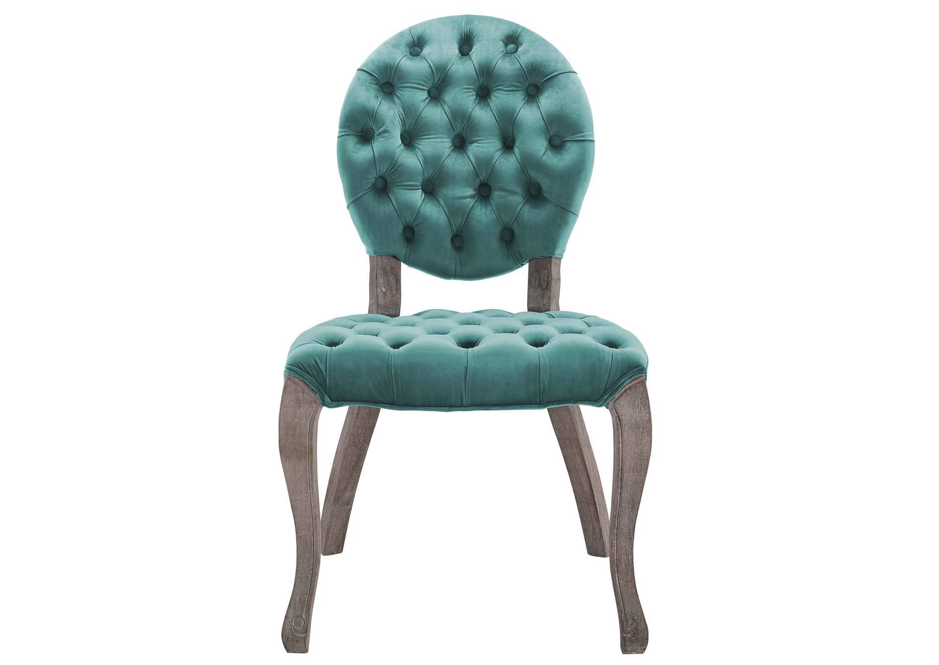 Teal Exhibit French Vintage Dining Performance Velvet Side Chair,Modway