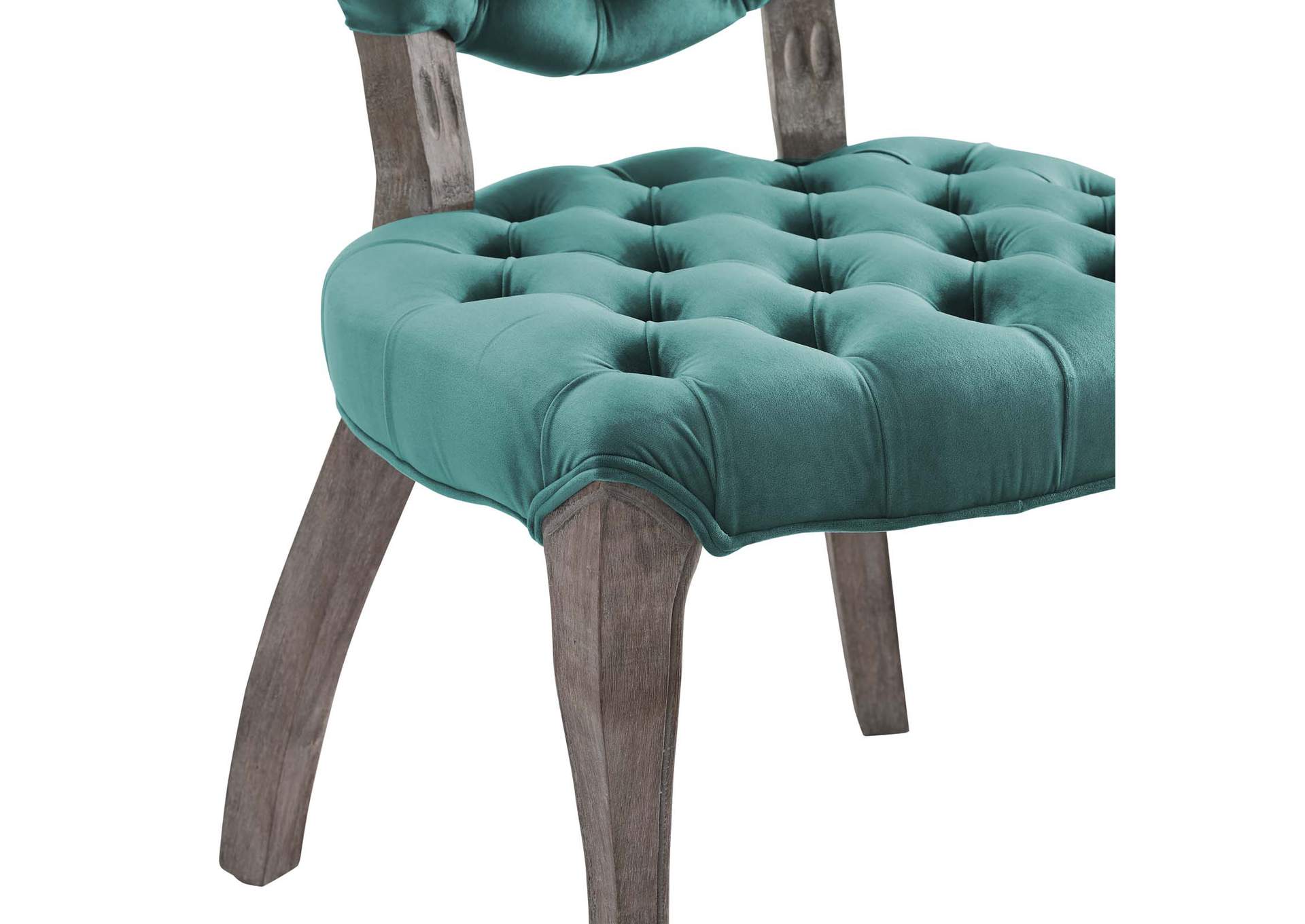 Teal Exhibit French Vintage Dining Performance Velvet Side Chair,Modway