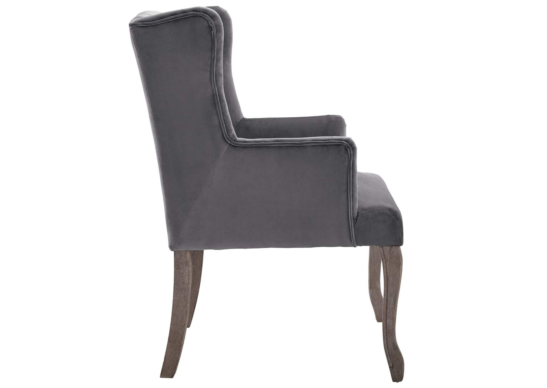 Gray Realm French Vintage Dining Performance Velvet Arm Dining Chair,Modway