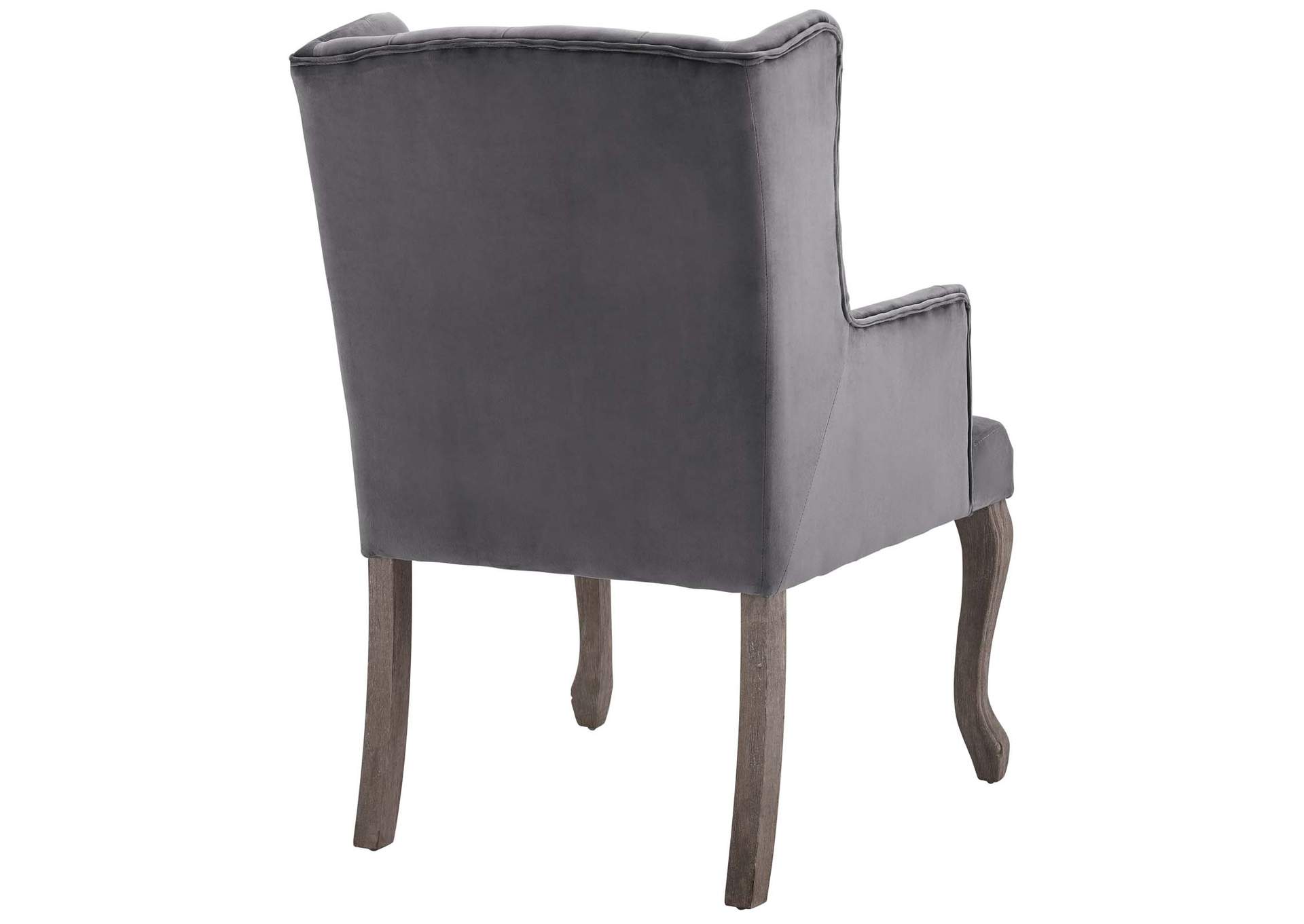 Gray Realm French Vintage Dining Performance Velvet Arm Dining Chair,Modway