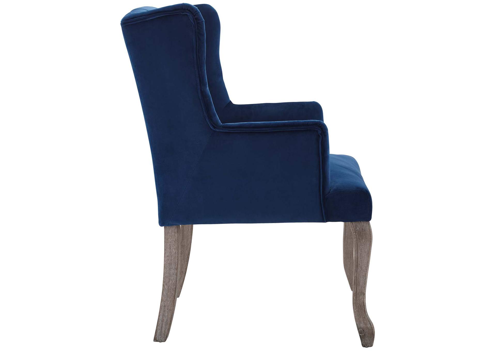 Navy Realm French Vintage Dining Performance Velvet Arm Dining Chair,Modway