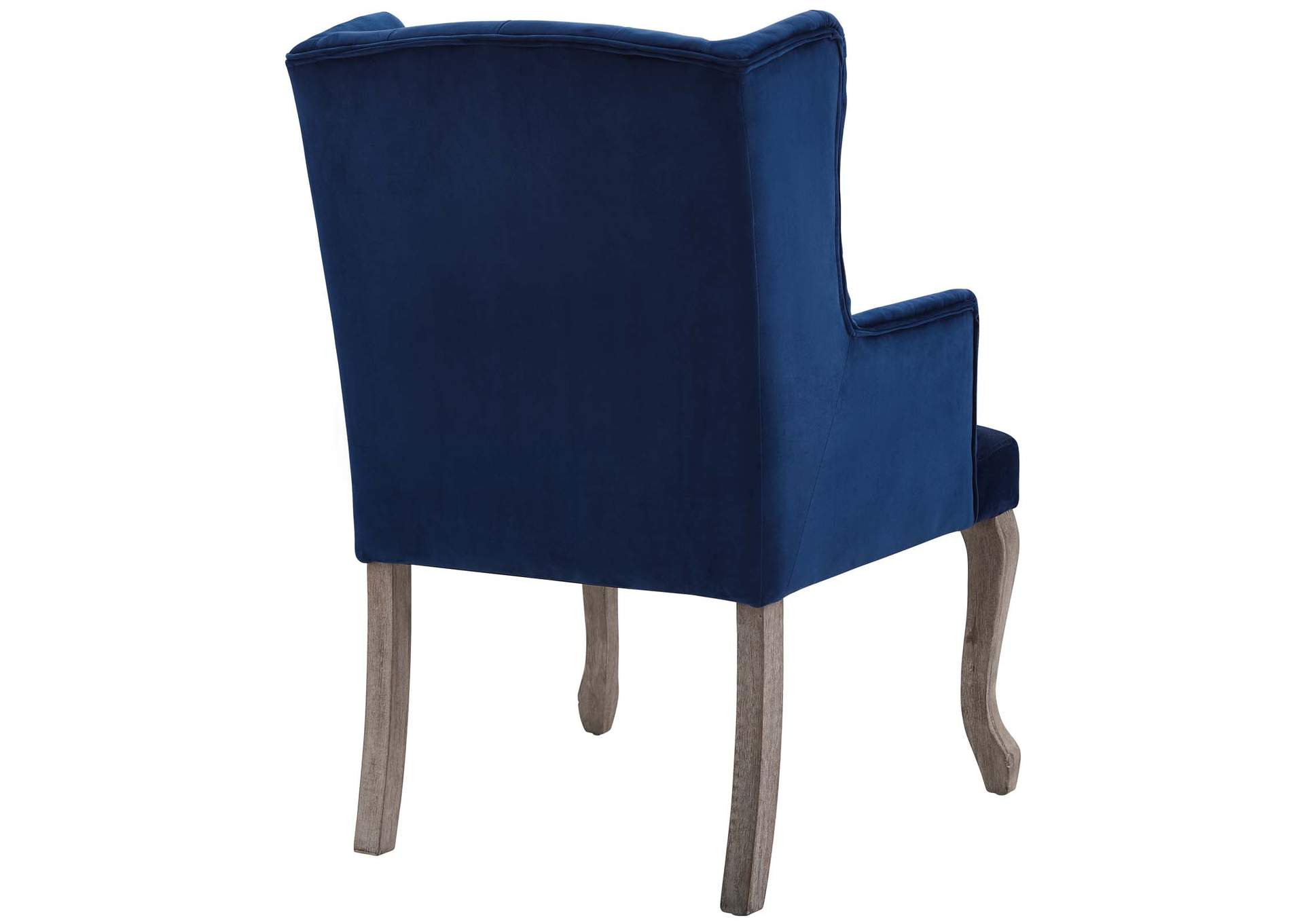 Navy Realm French Vintage Dining Performance Velvet Arm Dining Chair,Modway