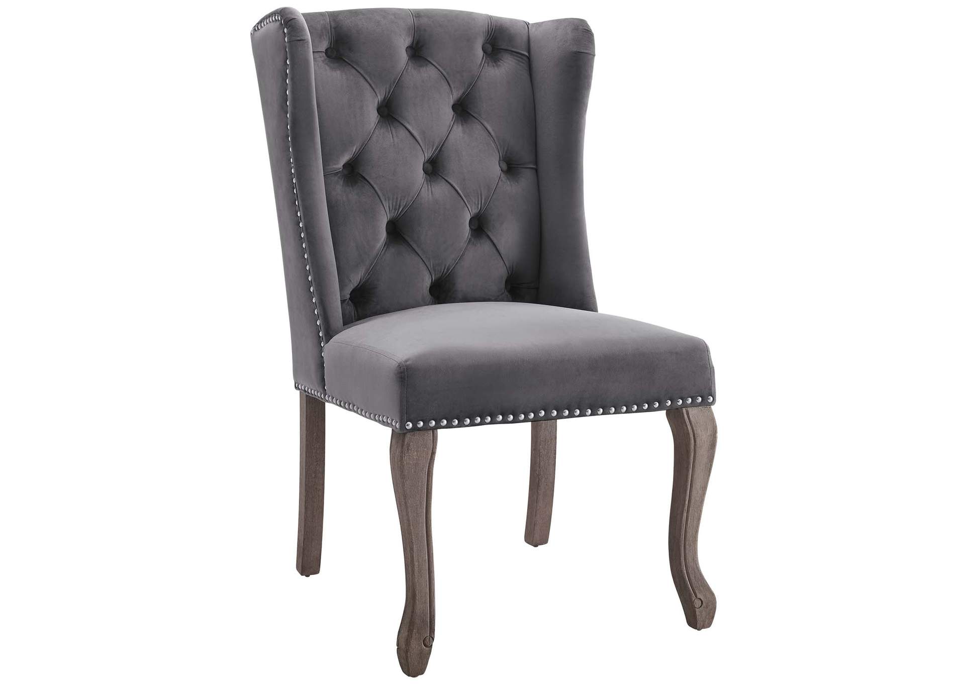 Gray Apprise French Vintage Dining Performance Velvet Side Chair,Modway