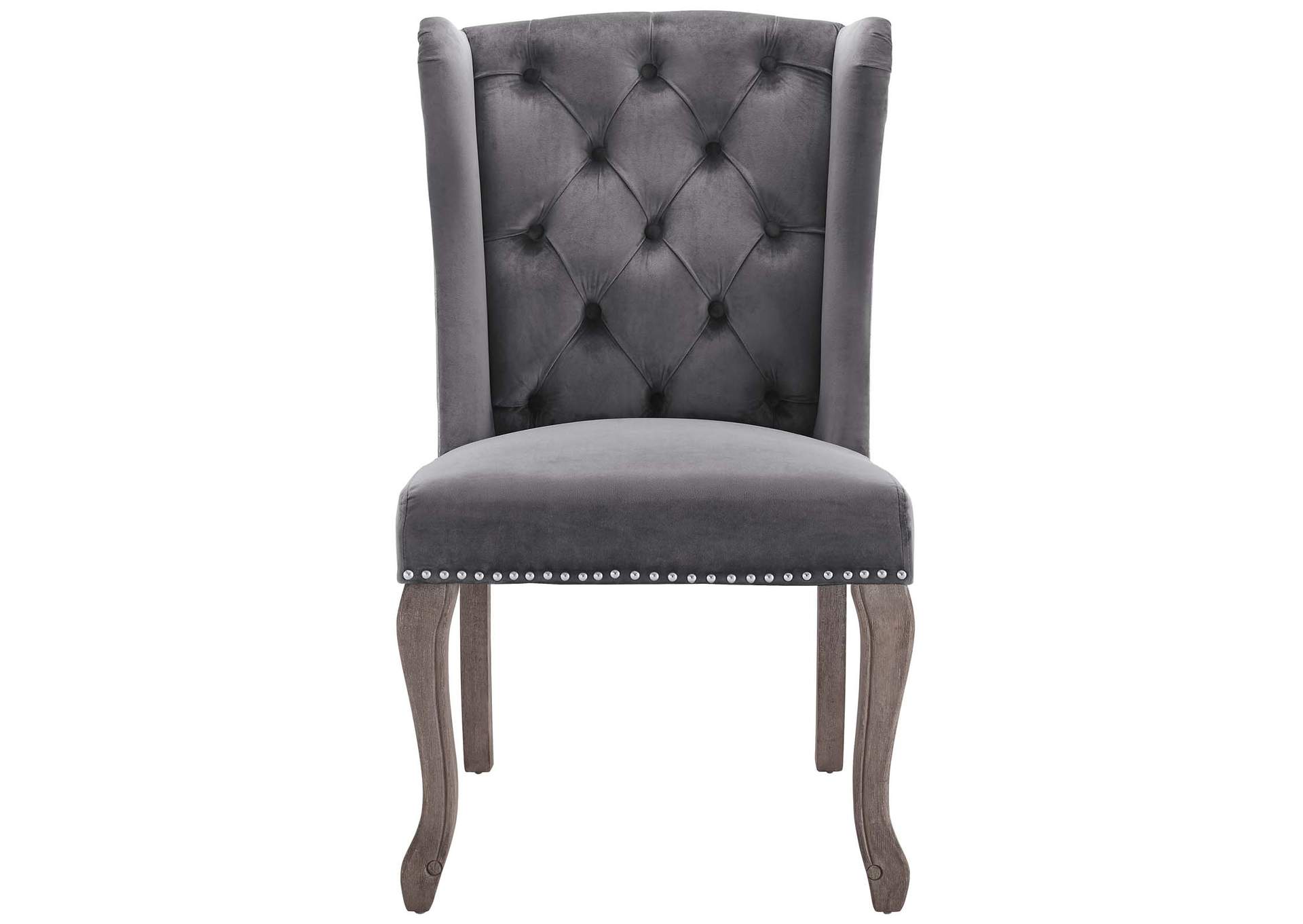 Gray Apprise French Vintage Dining Performance Velvet Side Chair,Modway