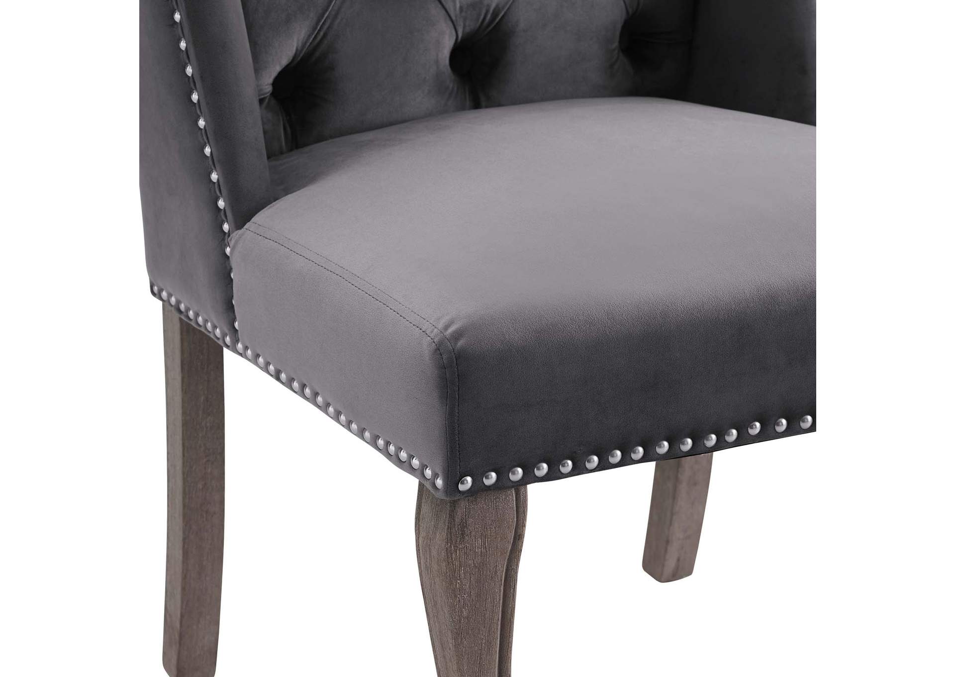 Gray Apprise French Vintage Dining Performance Velvet Side Chair,Modway