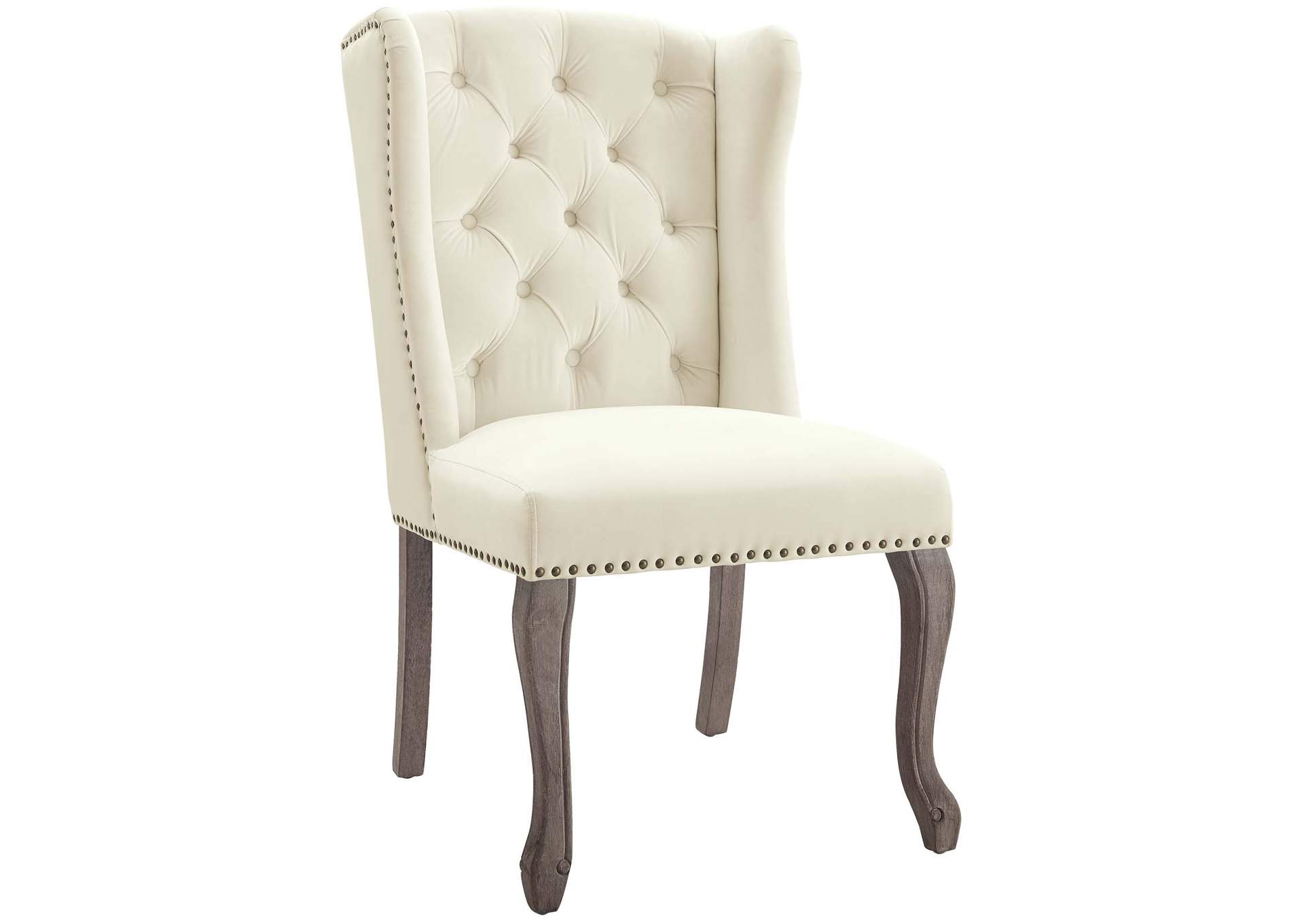 Ivory Apprise French Vintage Dining Performance Velvet Side Chair,Modway