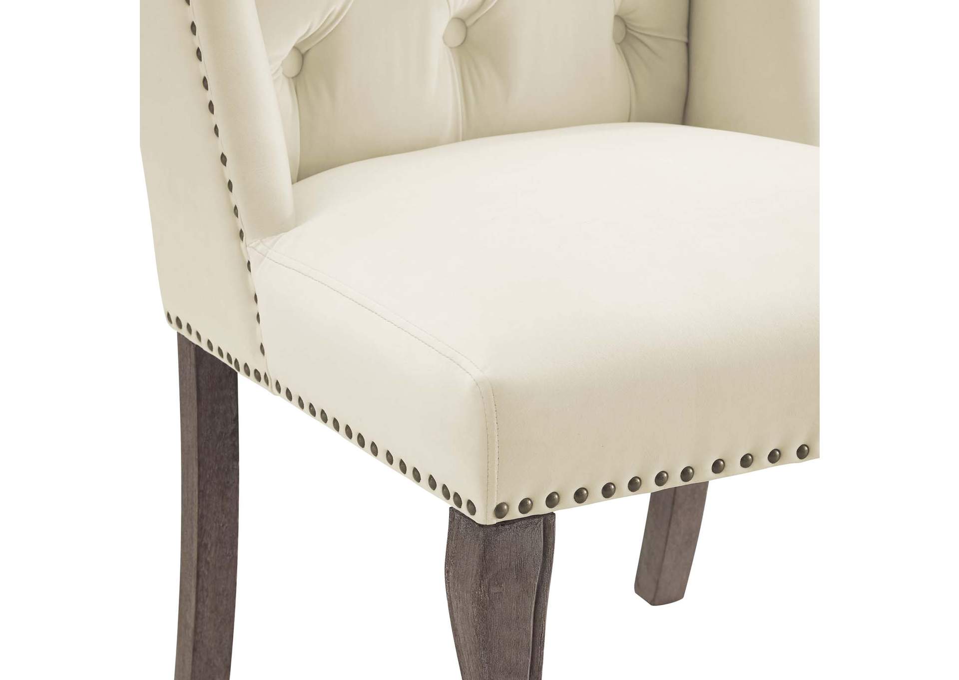 Ivory Apprise French Vintage Dining Performance Velvet Side Chair,Modway