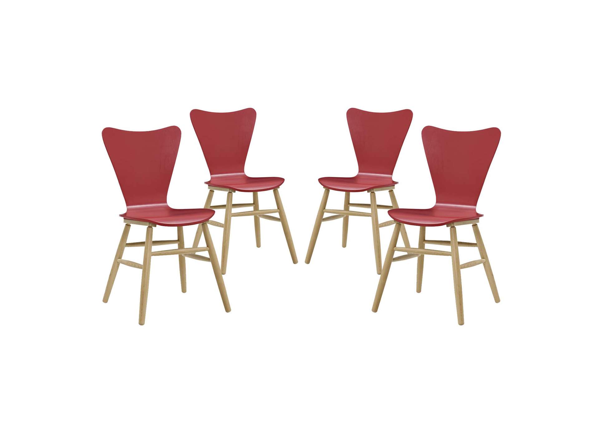 Red Cascade Dining Chair [Set of 4],Modway