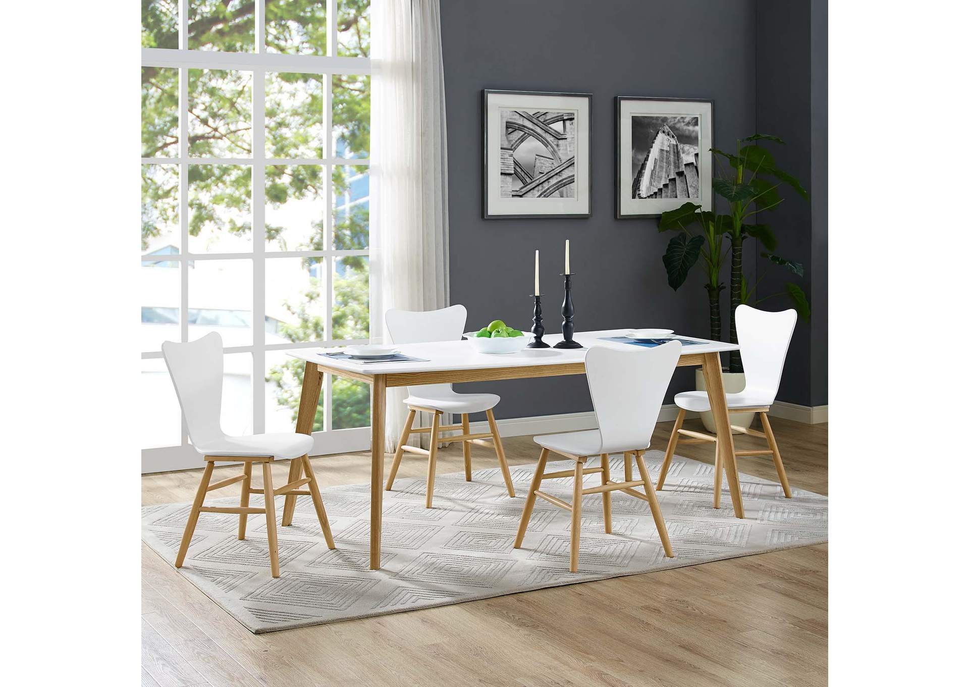 White Cascade Dining Chair [Set of 4],Modway