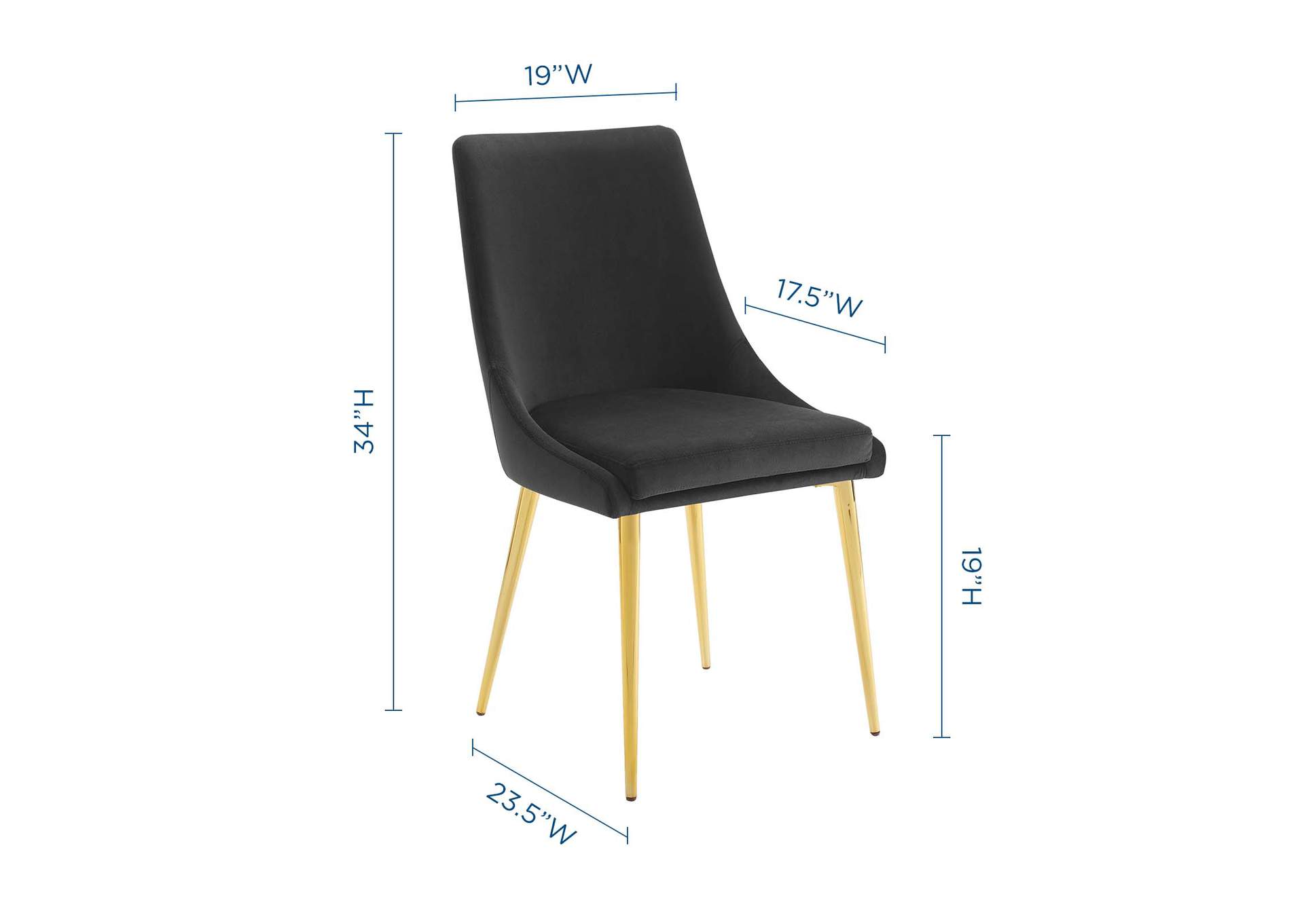 Black Viscount Modern Accent Performance Velvet Dining Chair,Modway