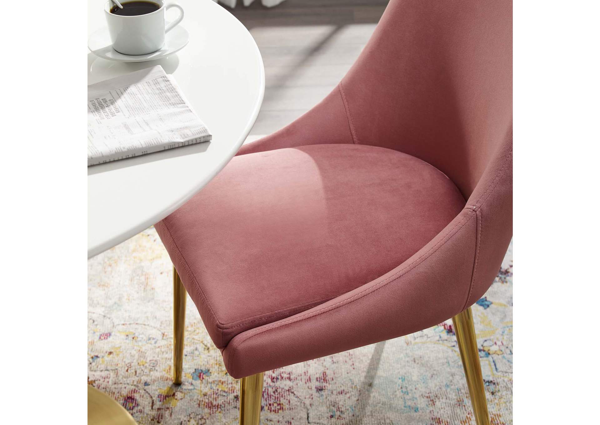 Dusty Rose Viscount Modern Accent Performance Velvet Dining Chair,Modway